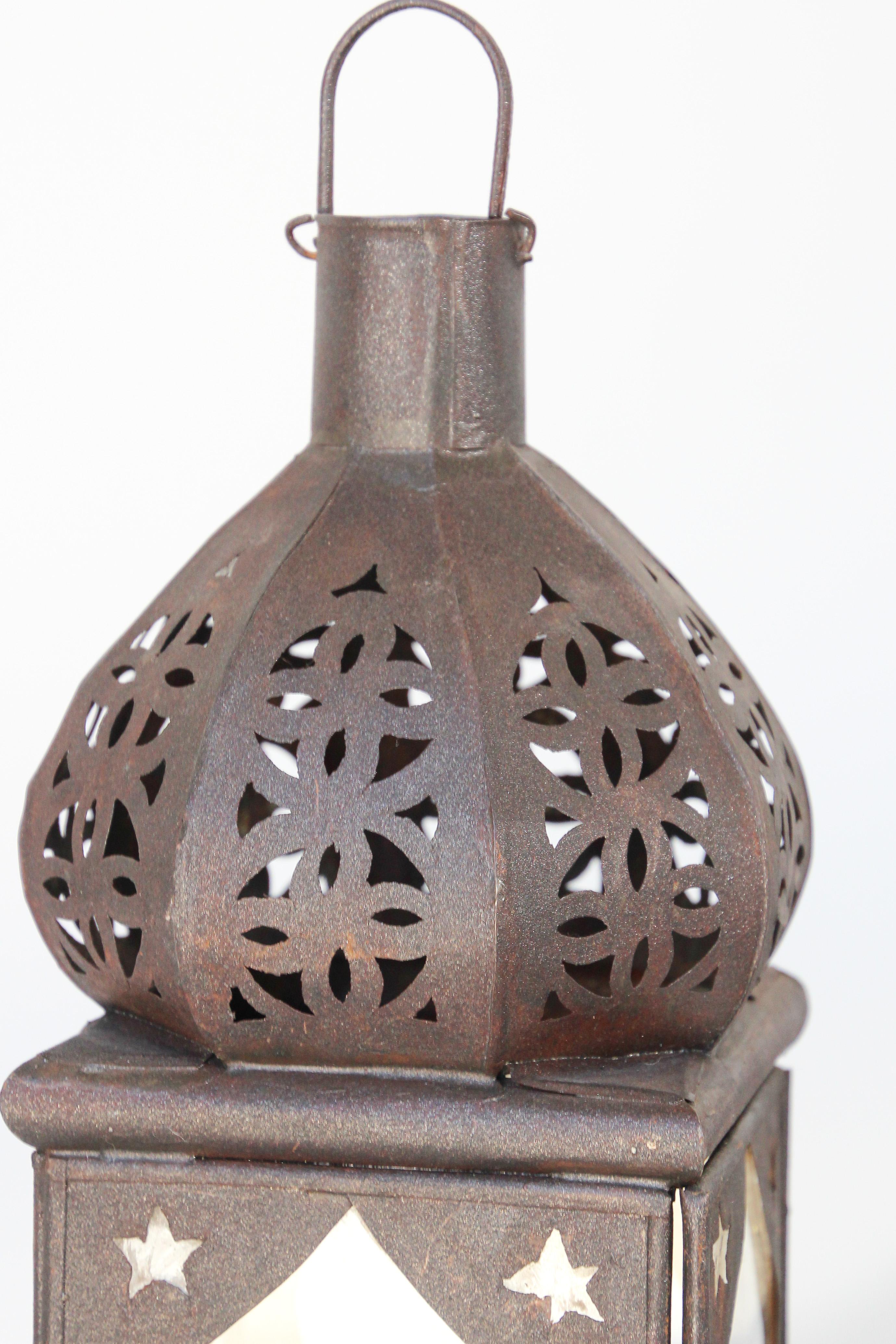 Moroccan Moorish Square Metal and Clear Glass Candle Lantern 2