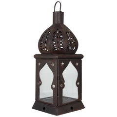 Moroccan Moorish Square Metal and Clear Glass Candle Lantern