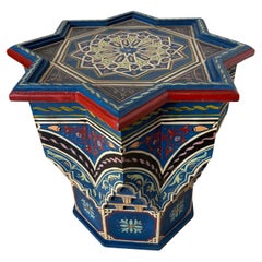 Moroccan Moorish Star Shape Blue Side Table 1960s