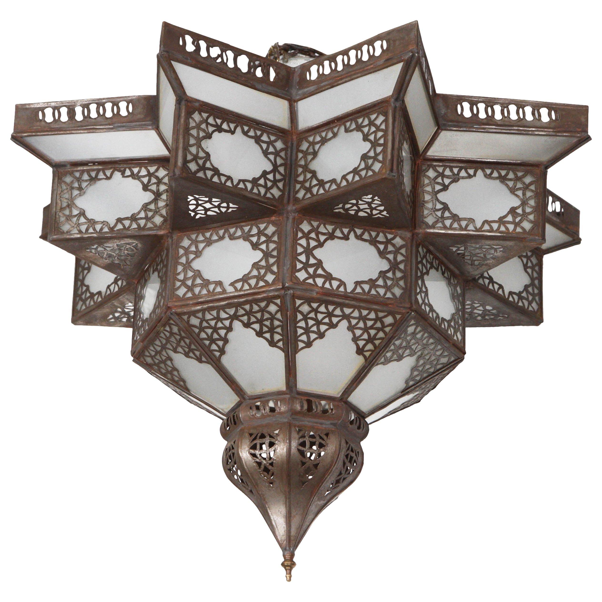 Moroccan Moorish Star Shape Frosted Glass Lantern Light Shade