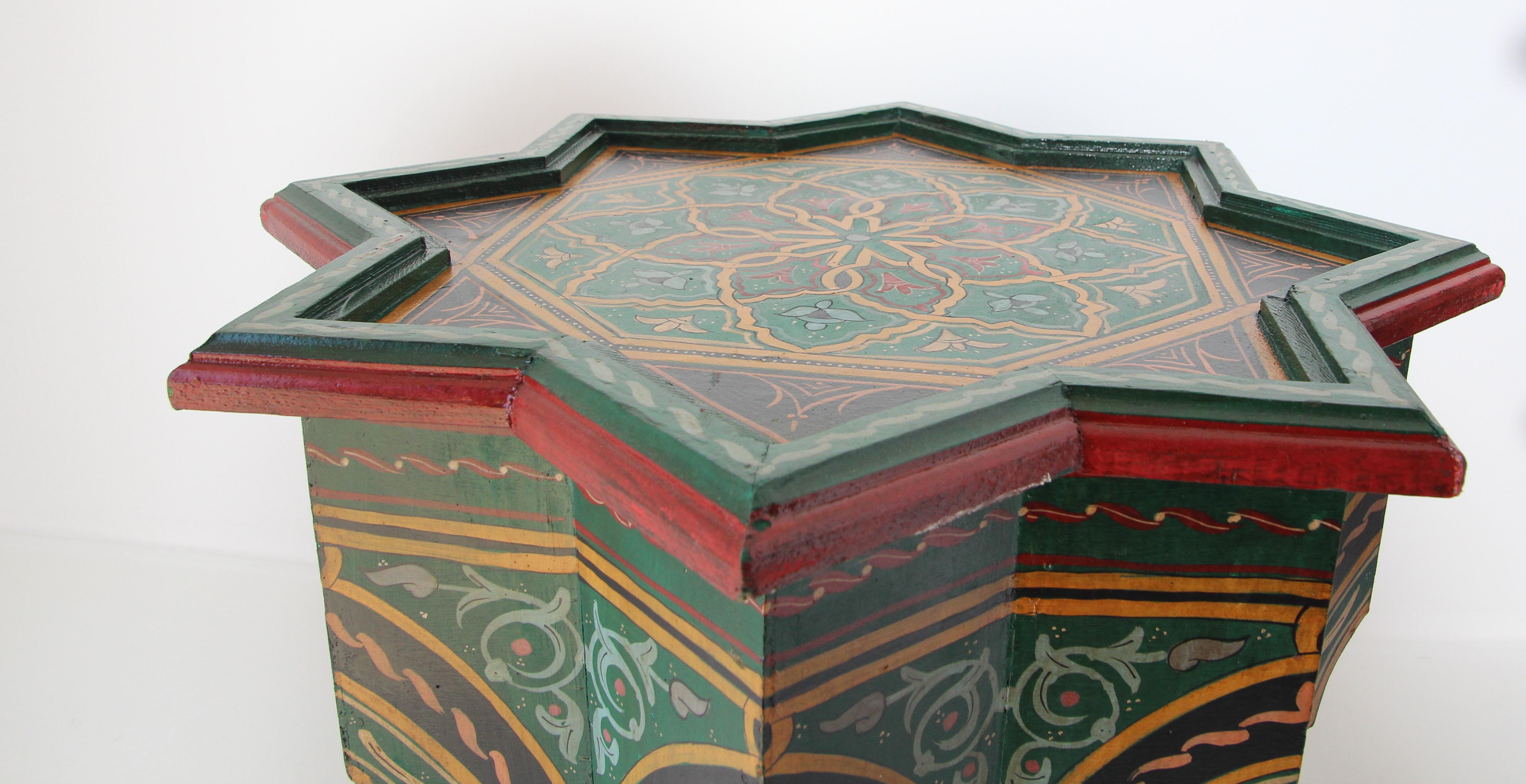 Moroccan Moorish Star Shape Green Side Table 5