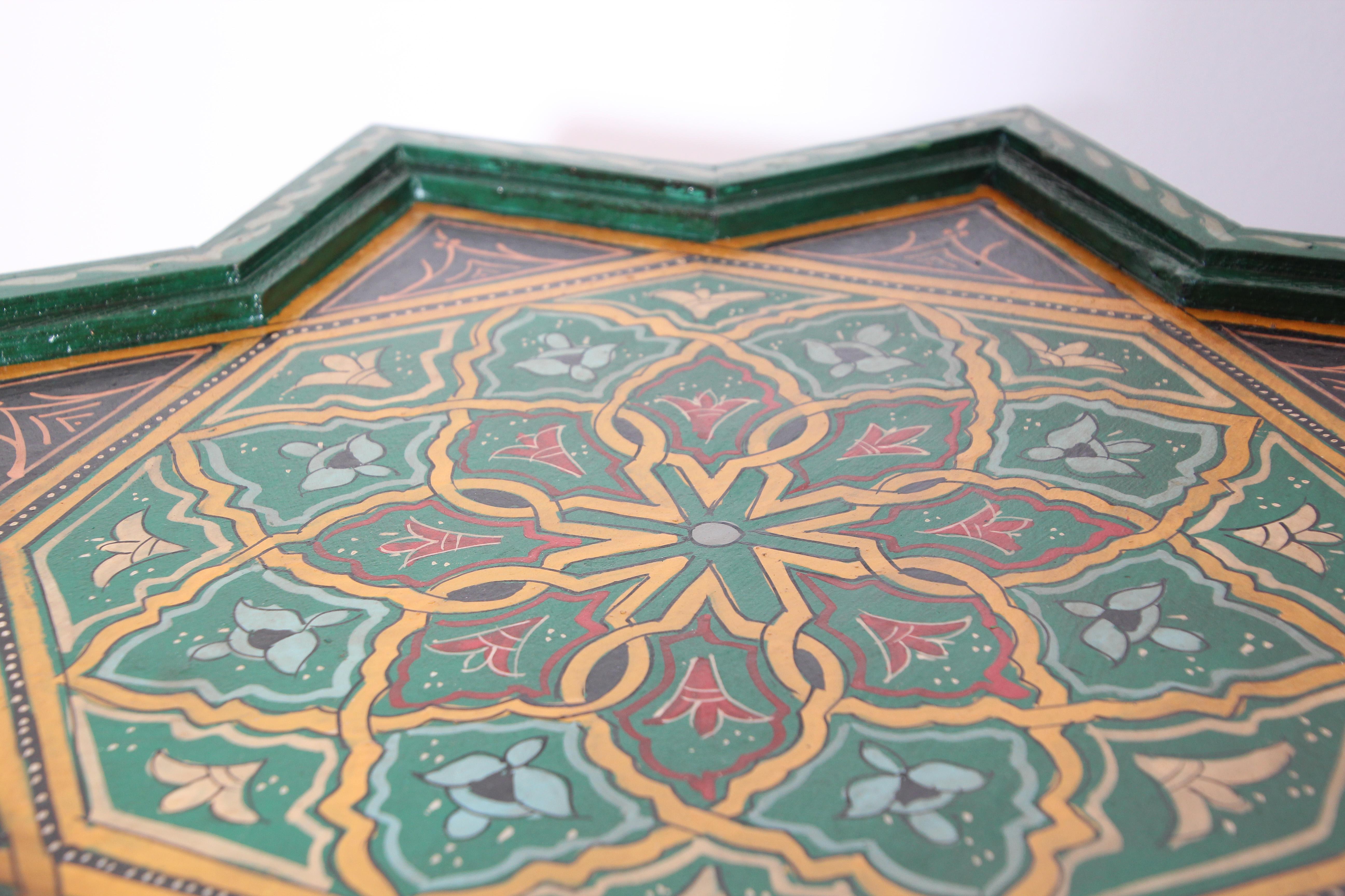Moroccan Moorish Star Shape Green Side Table 6