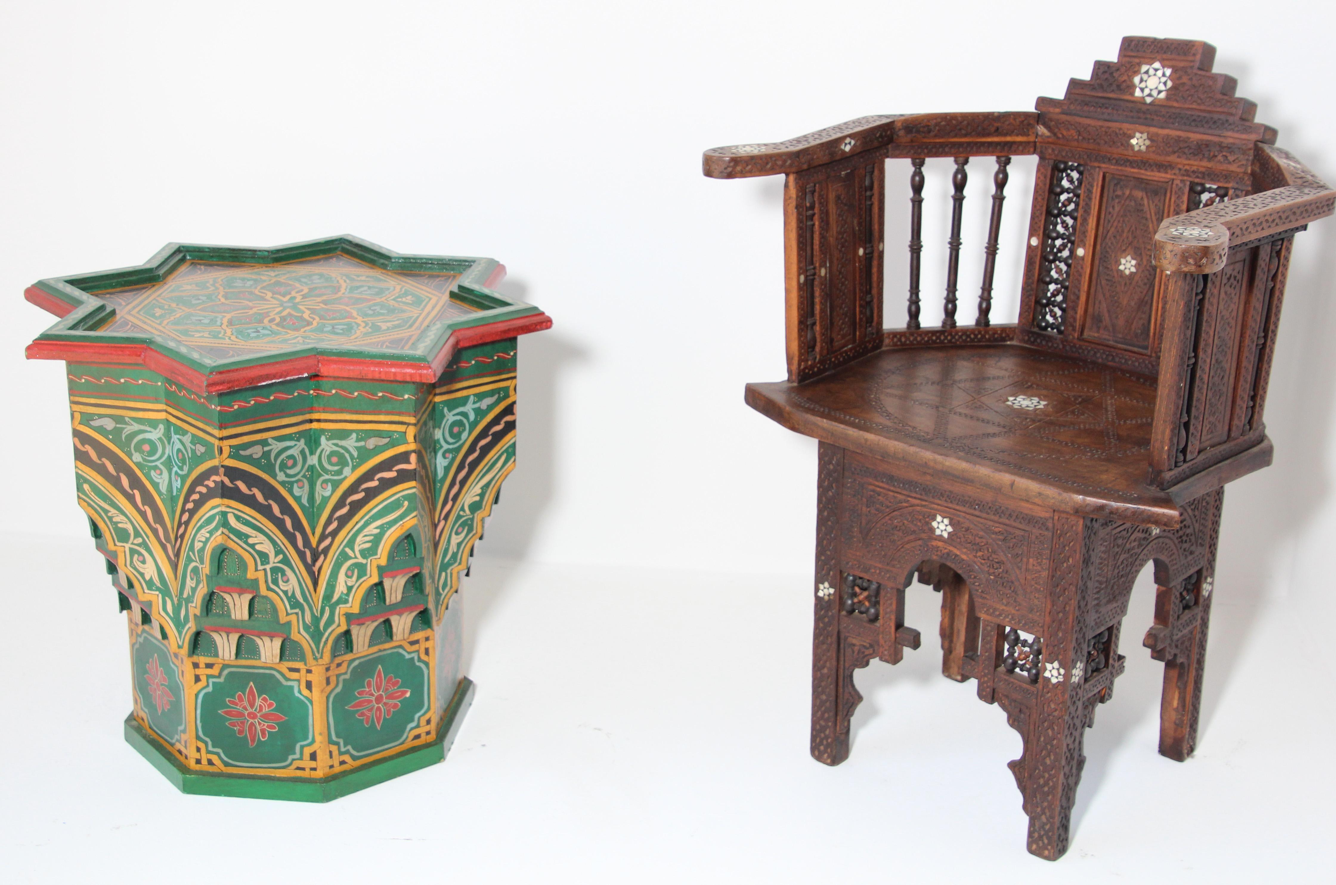 Moroccan Moorish Star Shape Green Side Table 7