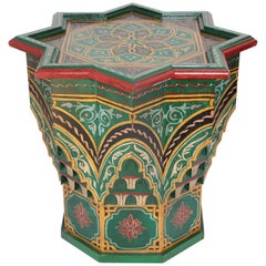 Moroccan Moorish Star Shape Green Side Table