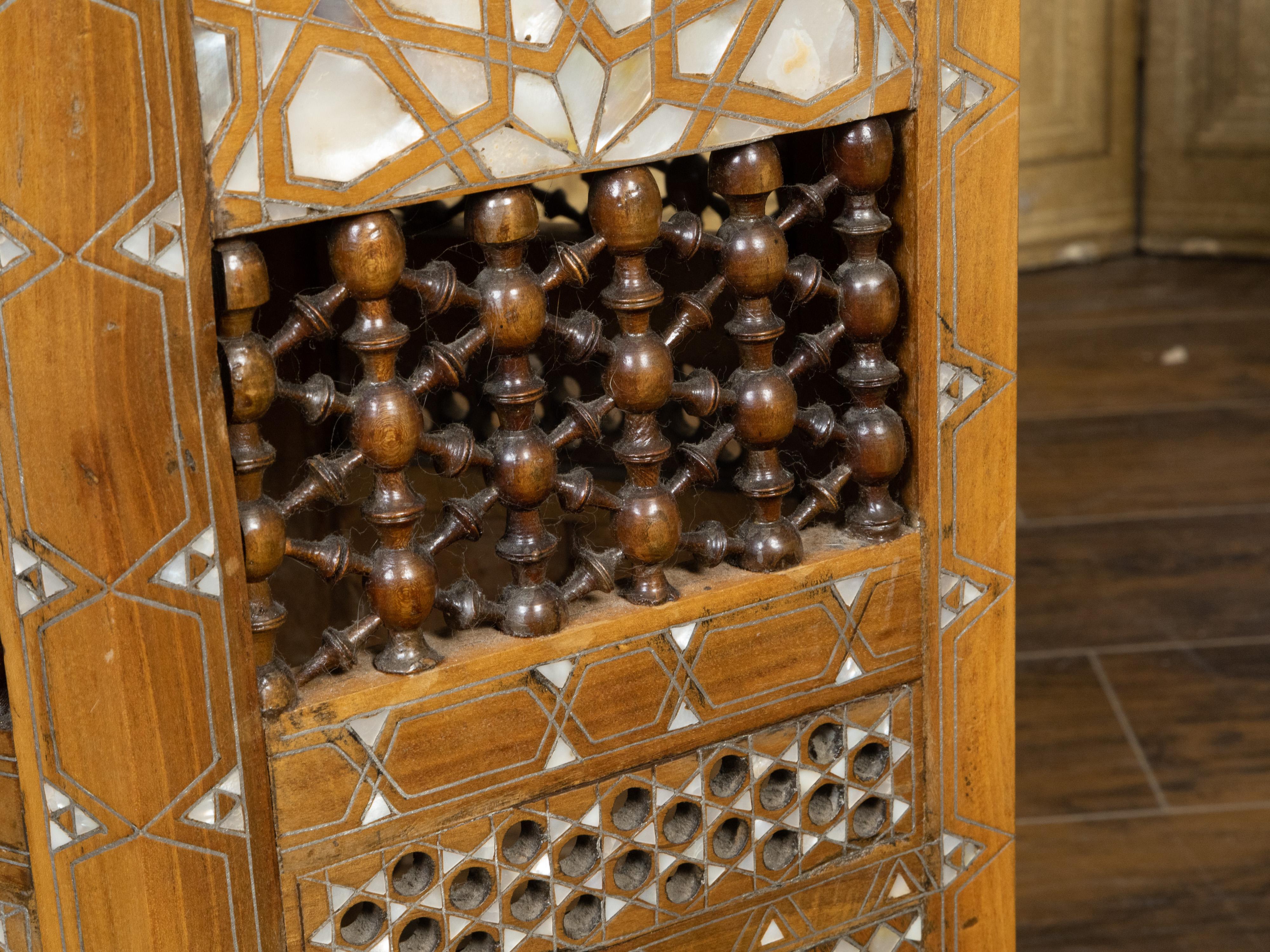 Moroccan Moorish Style 1920s Table with Hexagonal Top and Mother of Pearl Inlay 5