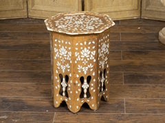Moroccan Moorish Style 1920s Table with Octagonal Top and Mother of Pearl Inlay