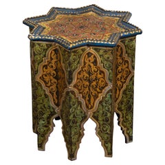 Moroccan Moorish Style 1920s Table with Star-Shaped Top and Polychrome Décor