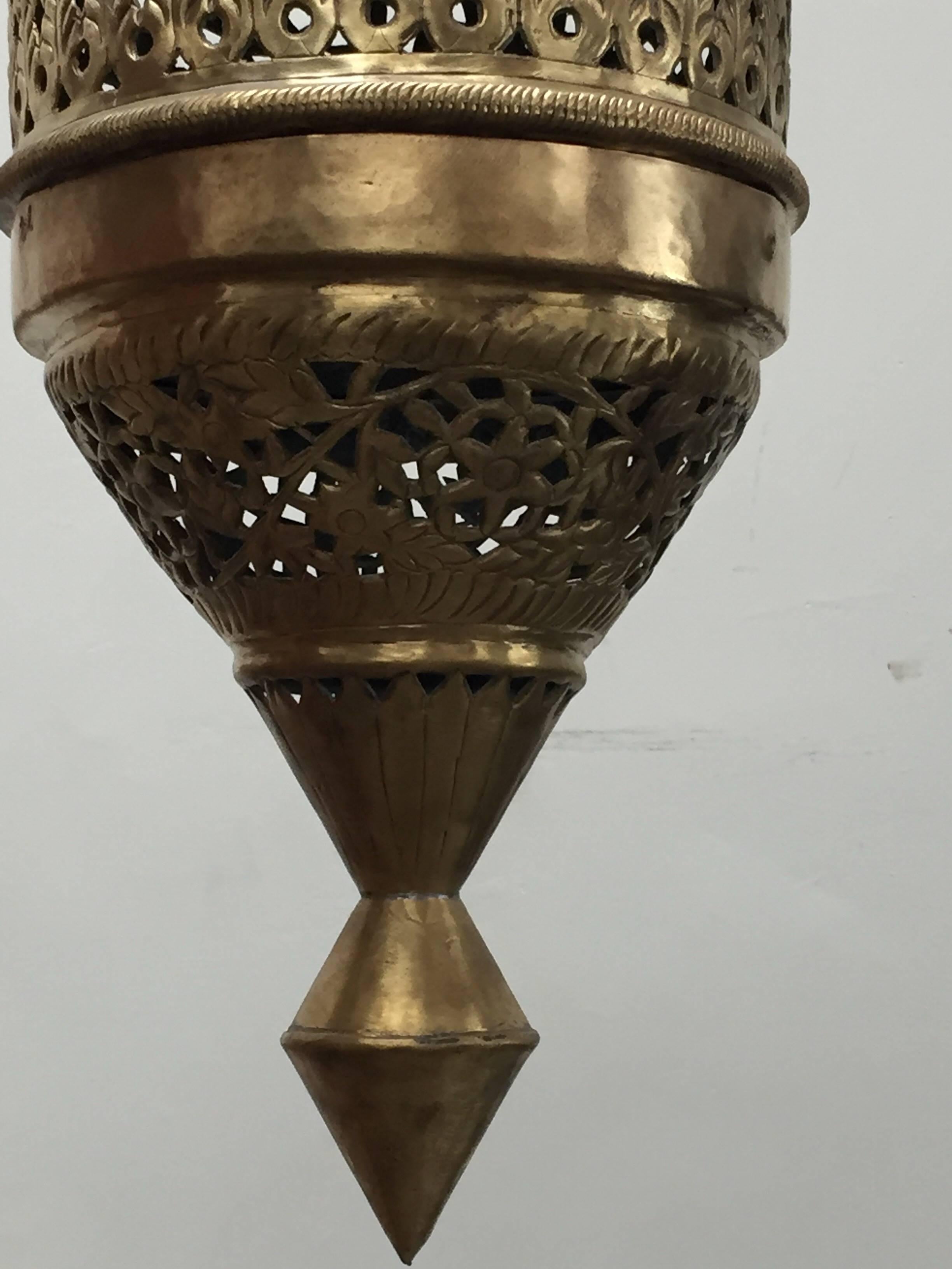 Indian Moroccan Moorish Style Brass Pendant Light Fixture