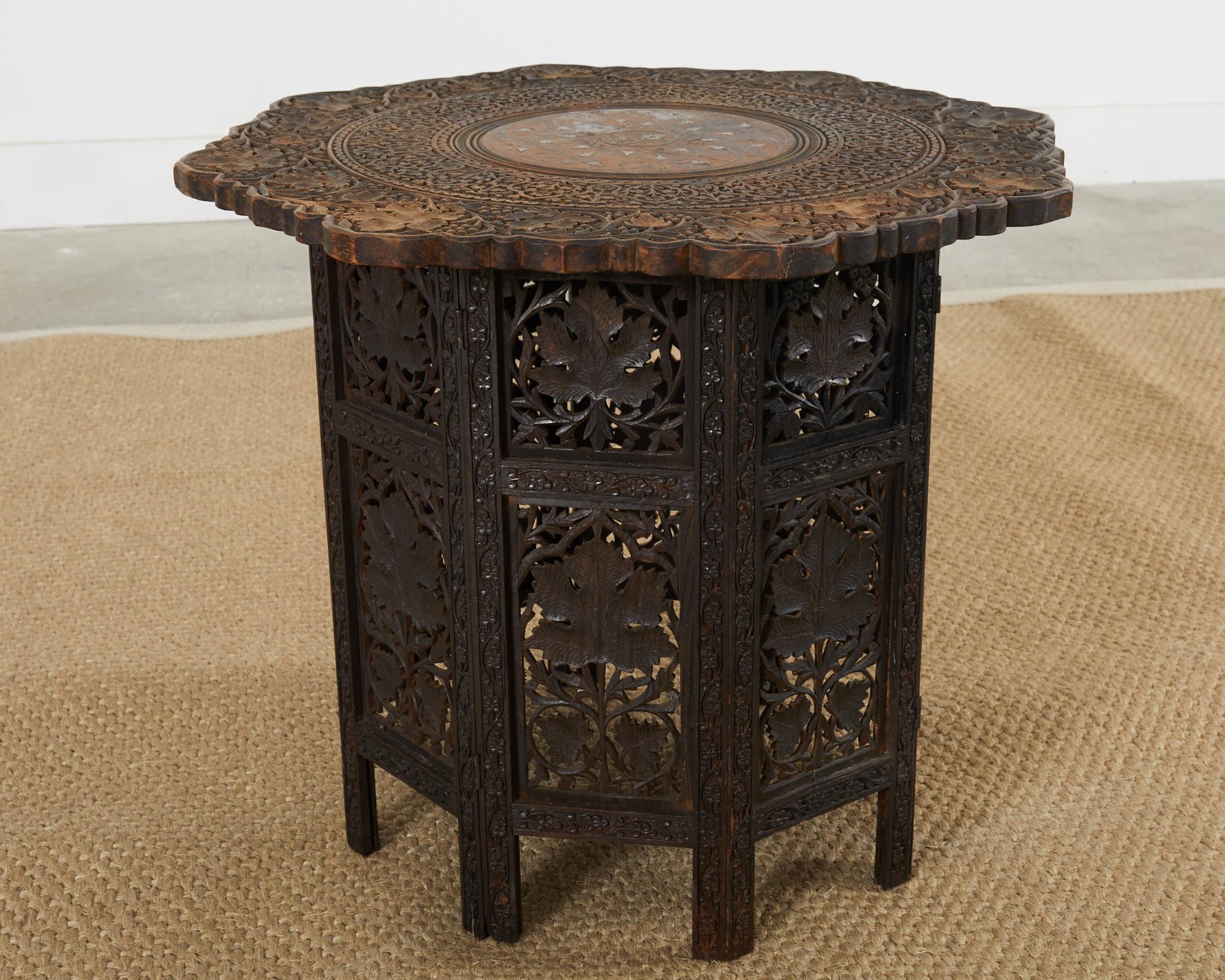 Moroccan Moorish Style Hand Carved Drinks Table 14
