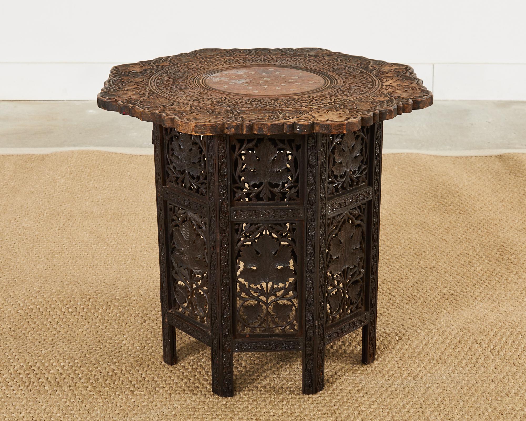 Hand-Crafted Moroccan Moorish Style Hand Carved Drinks Table