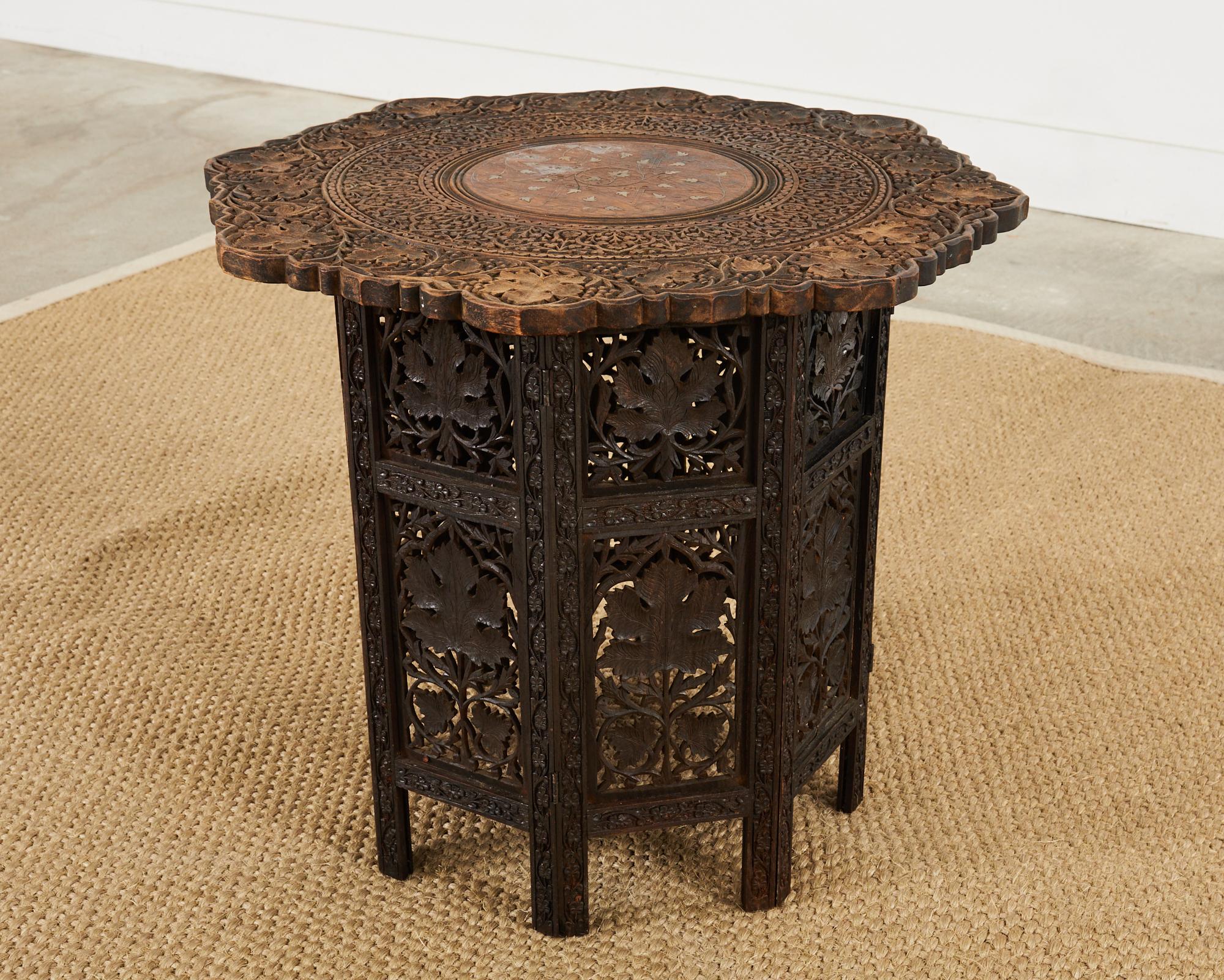 20th Century Moroccan Moorish Style Hand Carved Drinks Table
