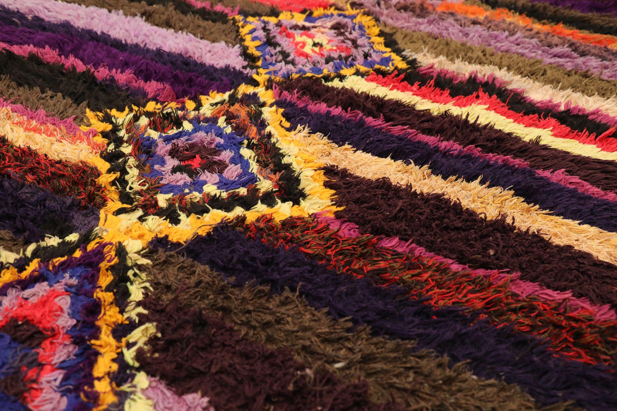 Tribale Tappeti marocchini - Lana Marrone Purpel Rosso Giallo - 97525 in vendita
