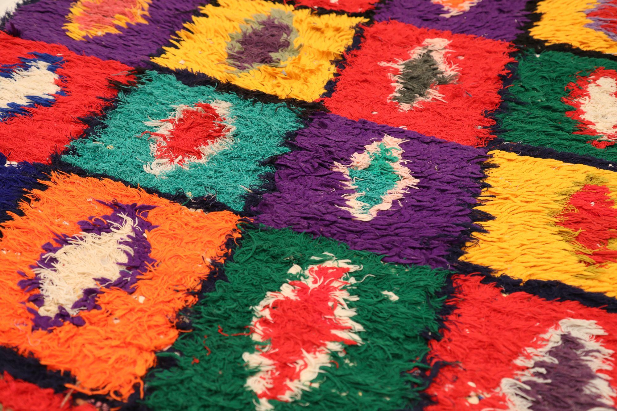 Tribale Tappeto Runner Moroccan - Lana Blu Rosa Rosso Purpel - 97528 in vendita