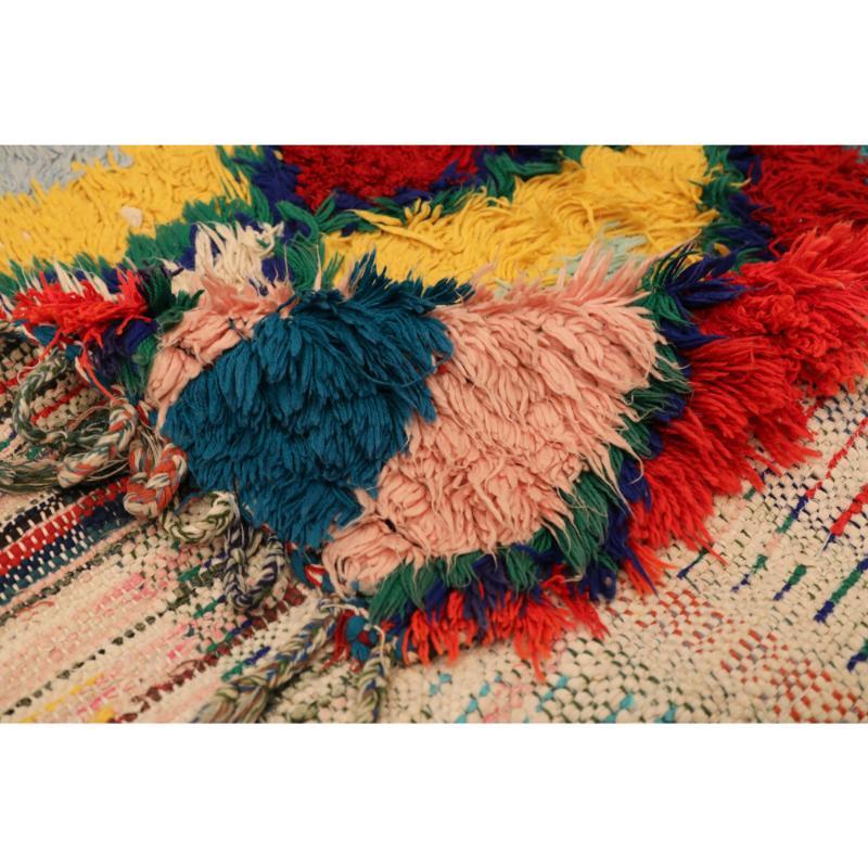 Marocain Tapis de course marocain - motif en laine bleu rouge jaune - 97531 en vente
