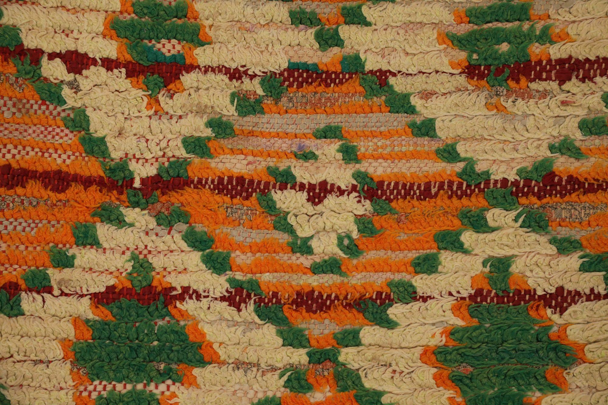 Tappeto Runner Moroccan - Lana Avorio Arancione Design - 97529 In condizioni ottime in vendita a Dallas, TX