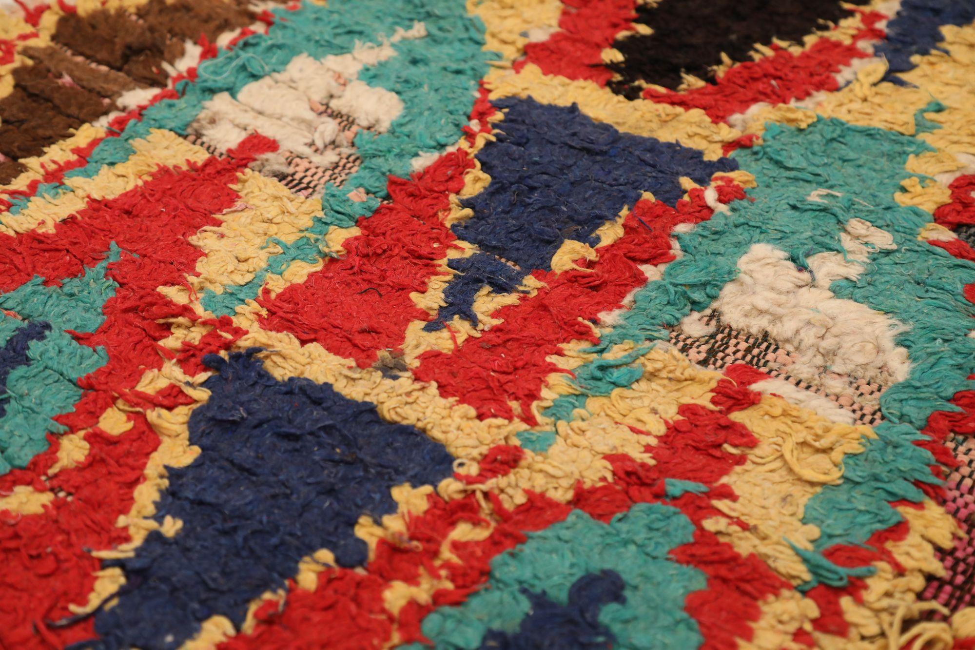 Tribal Moroccan Moroccan Small Rug - Wool Blue Brown Ivory Red - 97523 For Sale