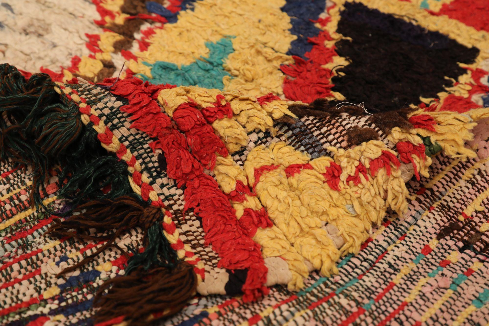 Moroccan Moroccan Small Rug - Wool Blue Brown Ivory Red - 97523 In Excellent Condition For Sale In Dallas, TX
