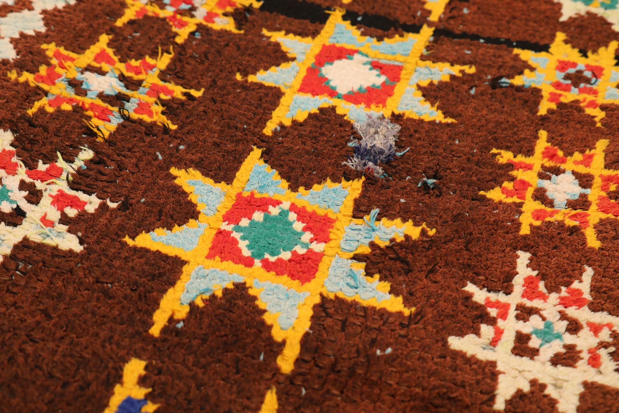 Tribal Moroccan Moroccan Small Rug - Wool Blue Brown Purpel Yellow - 97524 For Sale