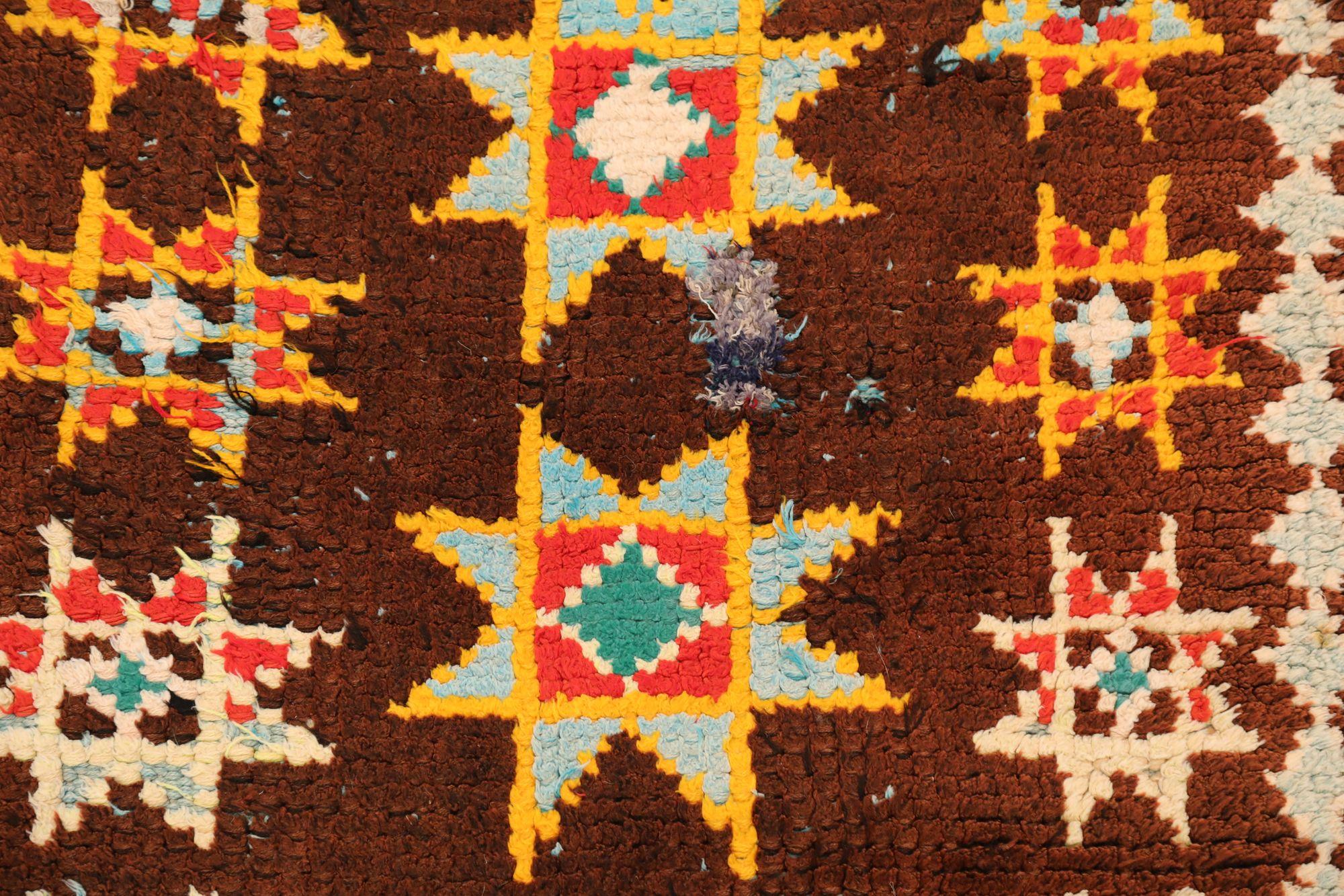 Moroccan Moroccan Small Rug - Wool Blue Brown Purpel Yellow - 97524 In Excellent Condition For Sale In Dallas, TX