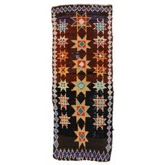Petit tapis marocain - Laine Bleu Brown Jaune pourpre - 97524
