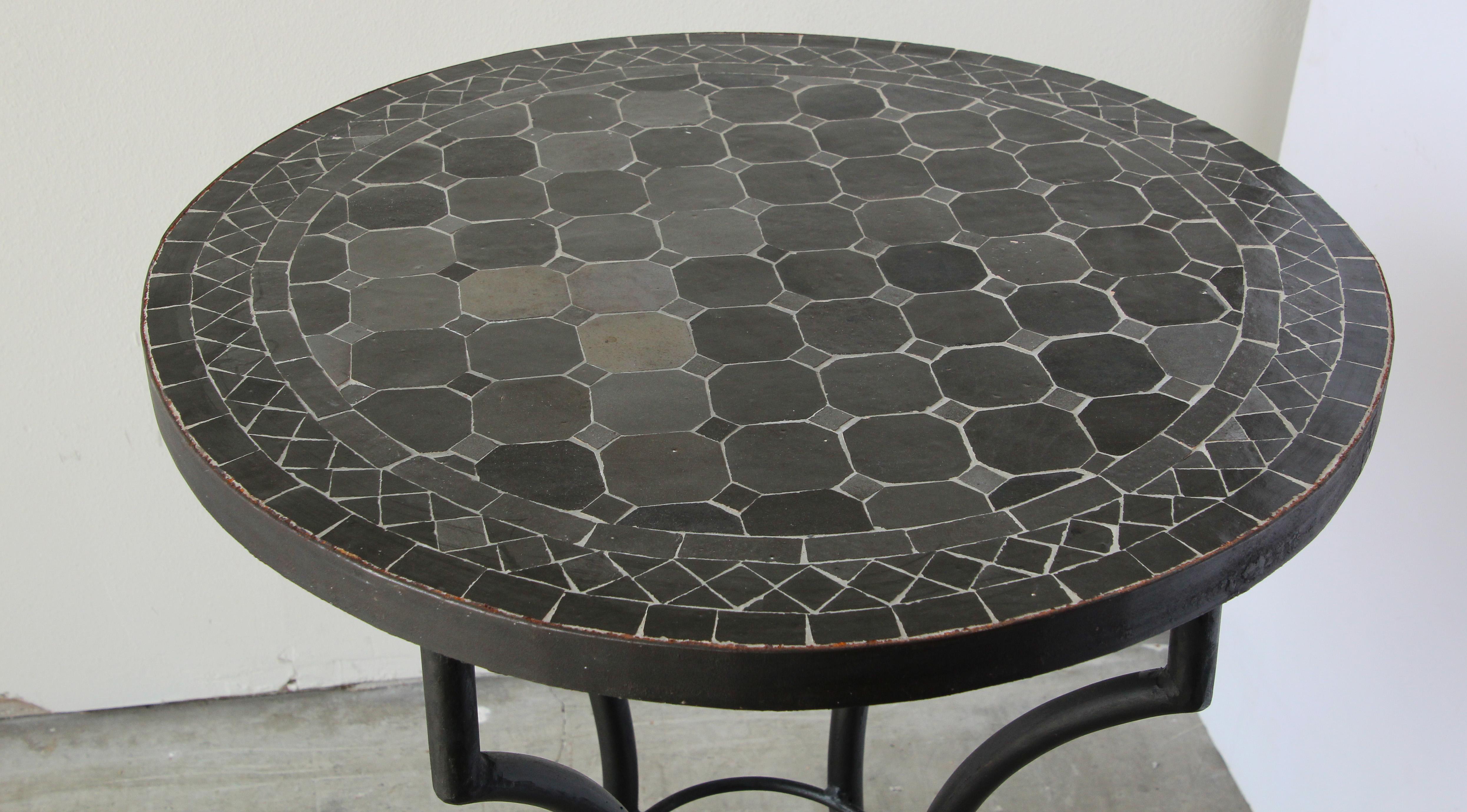 Moorish Moroccan Mosaic Black Color Bistro Tile Table