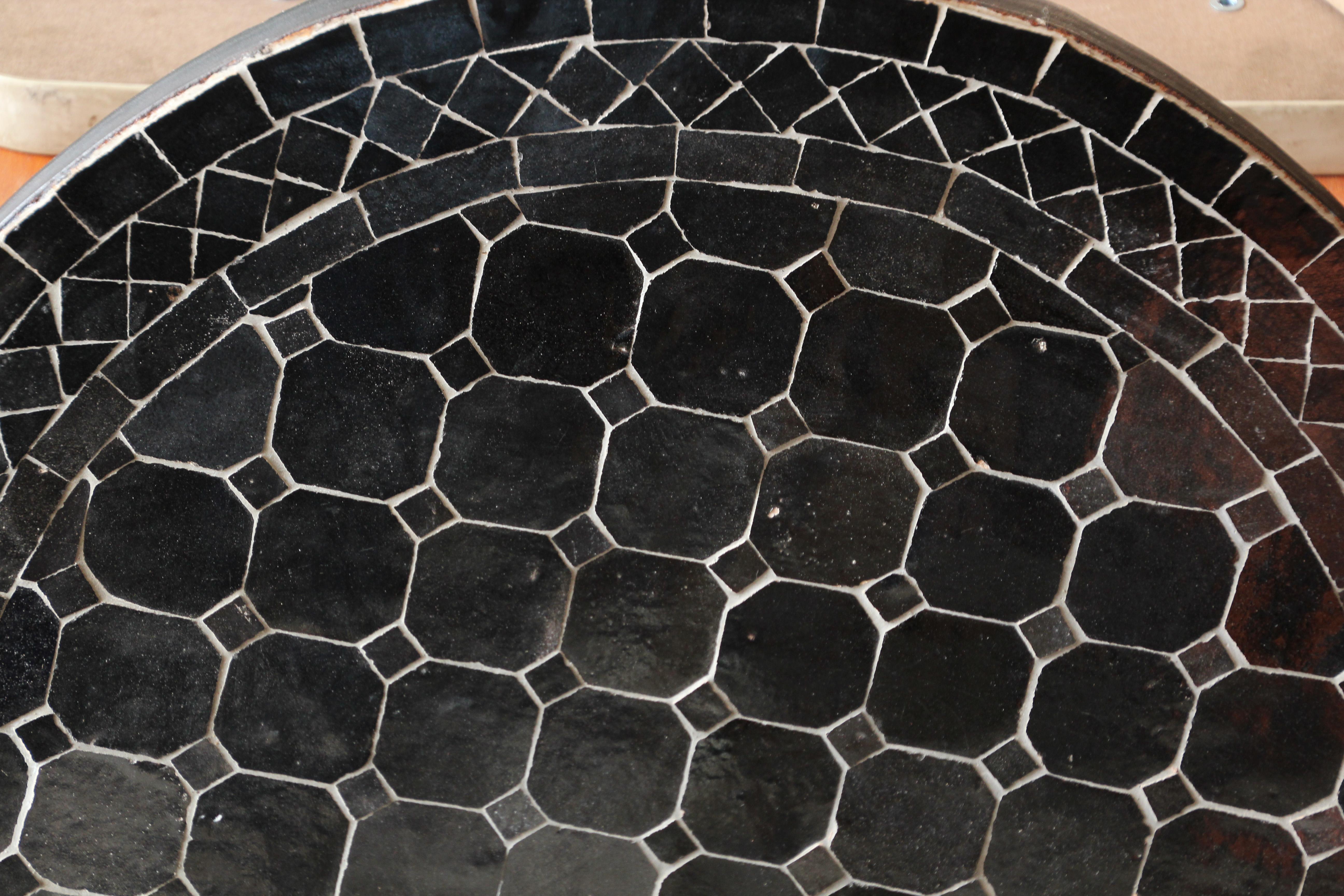 Ceramic Moroccan Mosaic Black Color Bistro Tile Table