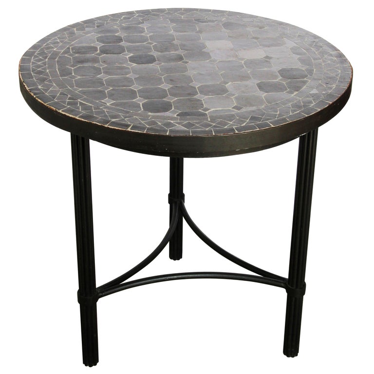 Moroccan Mosaic Black Color Bistro Tile Table At 1stdibs