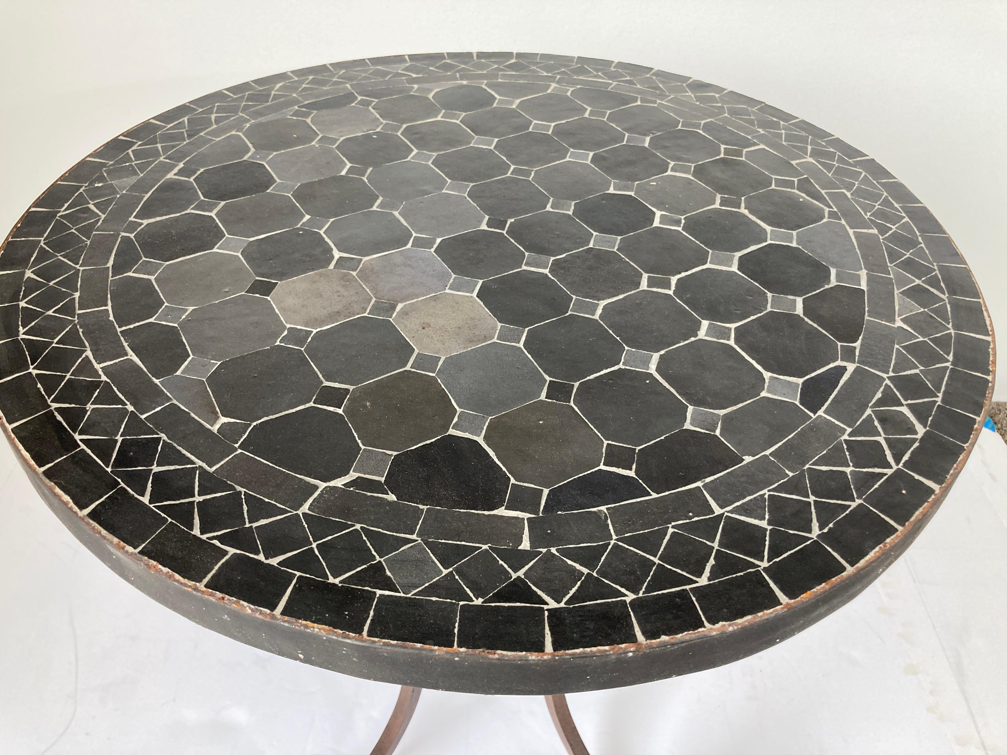Ceramic Moroccan Mosaic Black Tile Color Side Patio Table