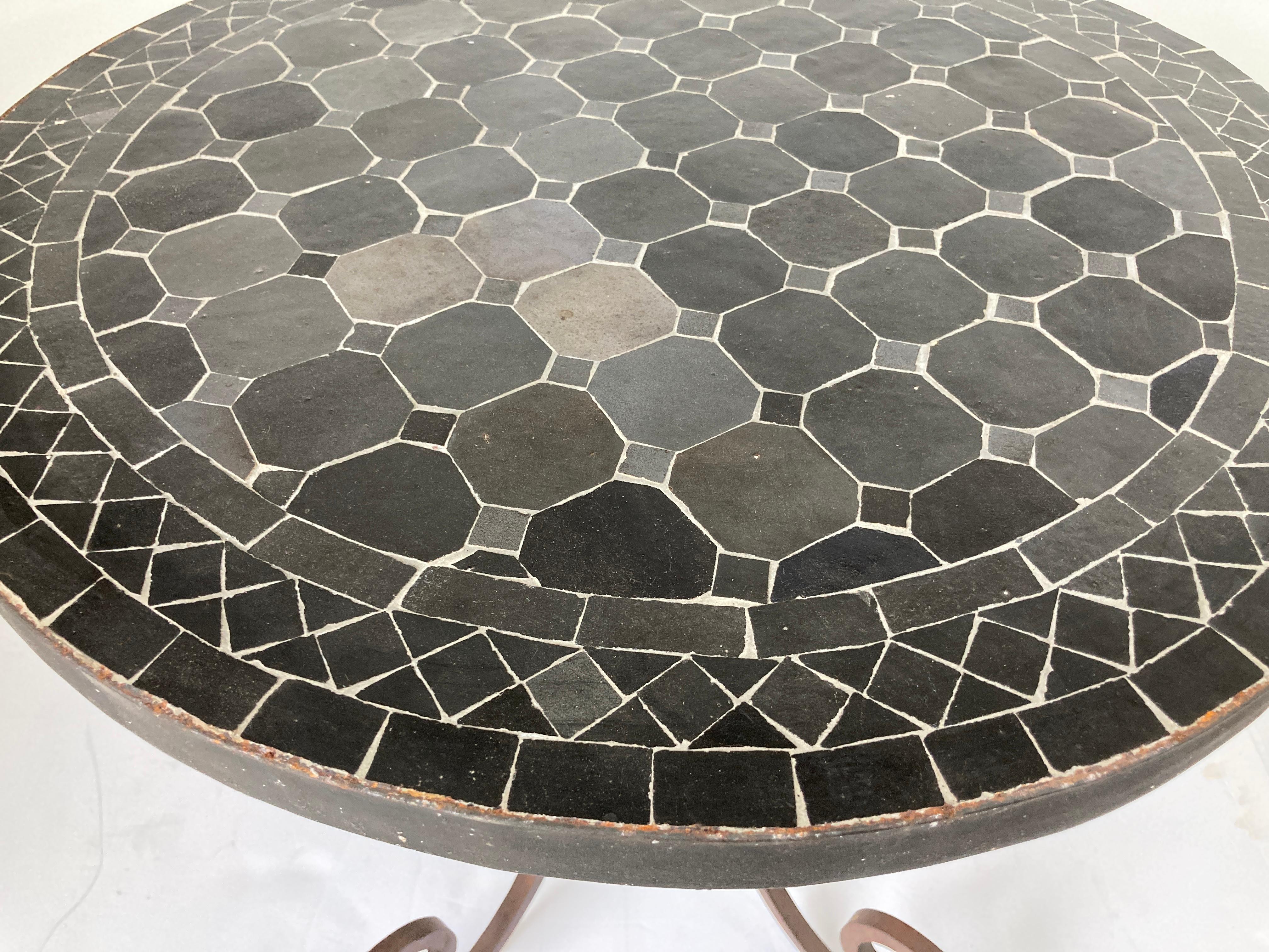 Moroccan Mosaic Black Tile Color Side Patio Table 1