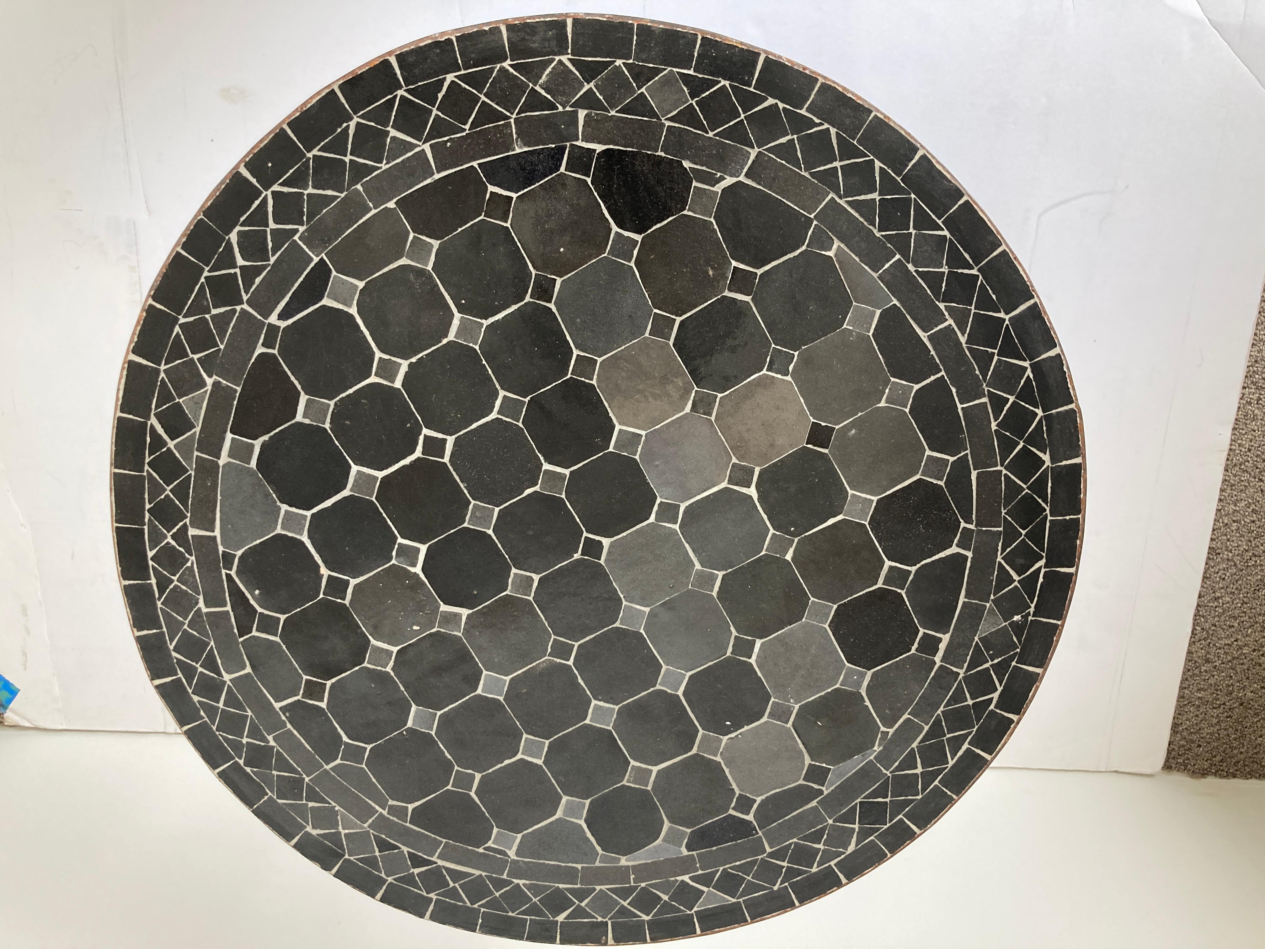 Moroccan Mosaic Black Tile Color Side Patio Table 3