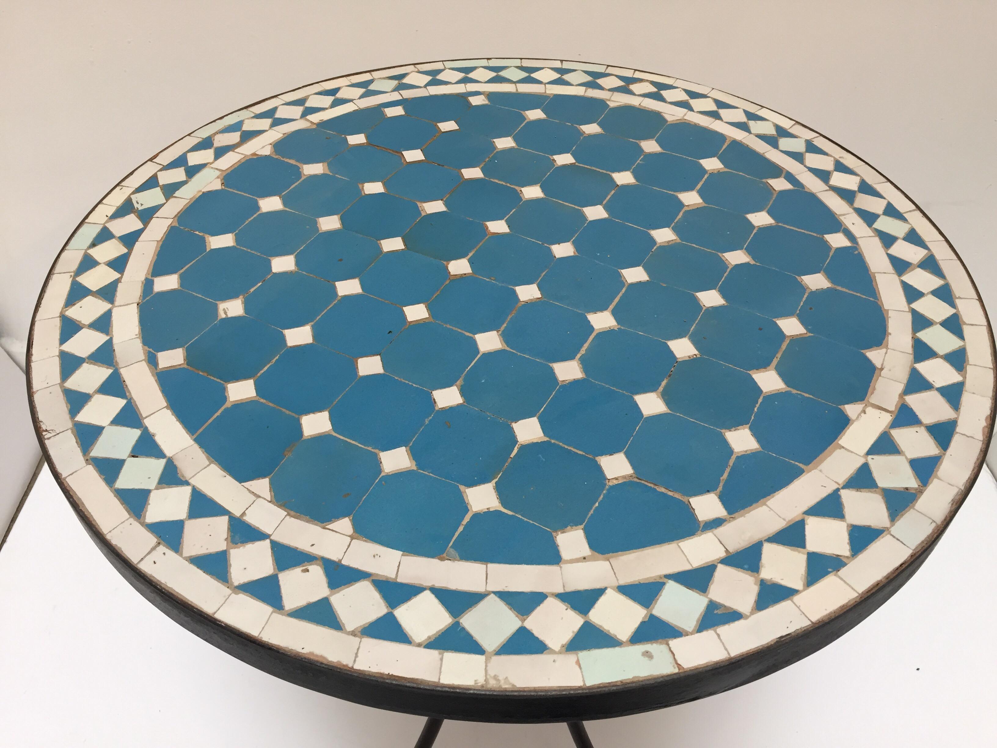 blue tile table