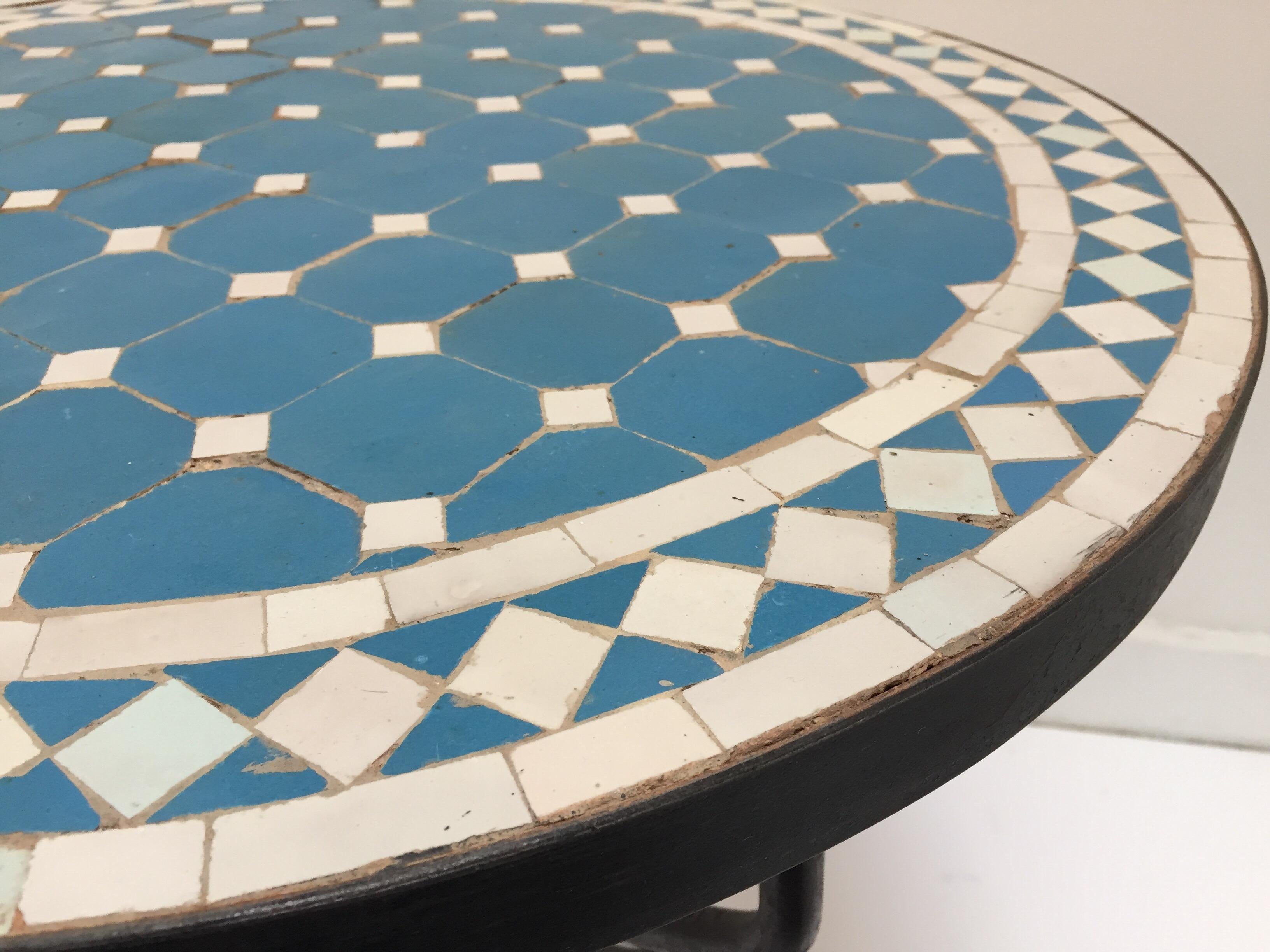 Moorish Moroccan Mosaic Blue Tile Bistro Table