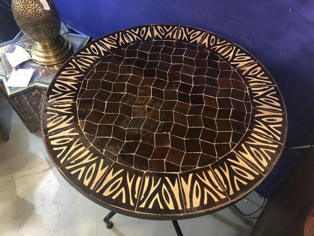 Cement Moroccan Mosaic Brown Tile Bistro Table