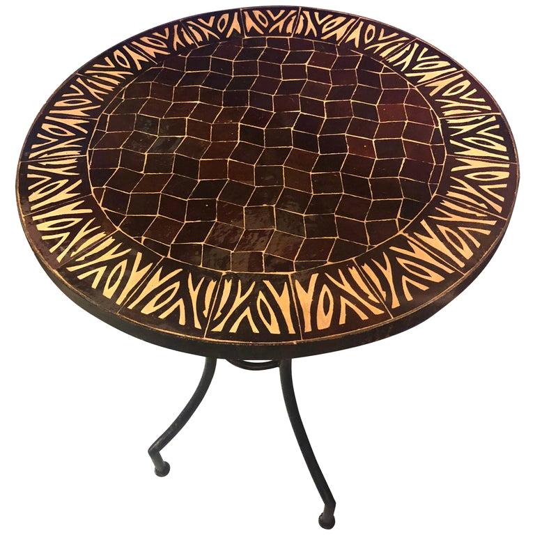 Moroccan Mosaic Brown Tile Bistro Table