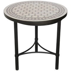 Moroccan Mosaic Fez Tiles Brown and White Colors Side Table