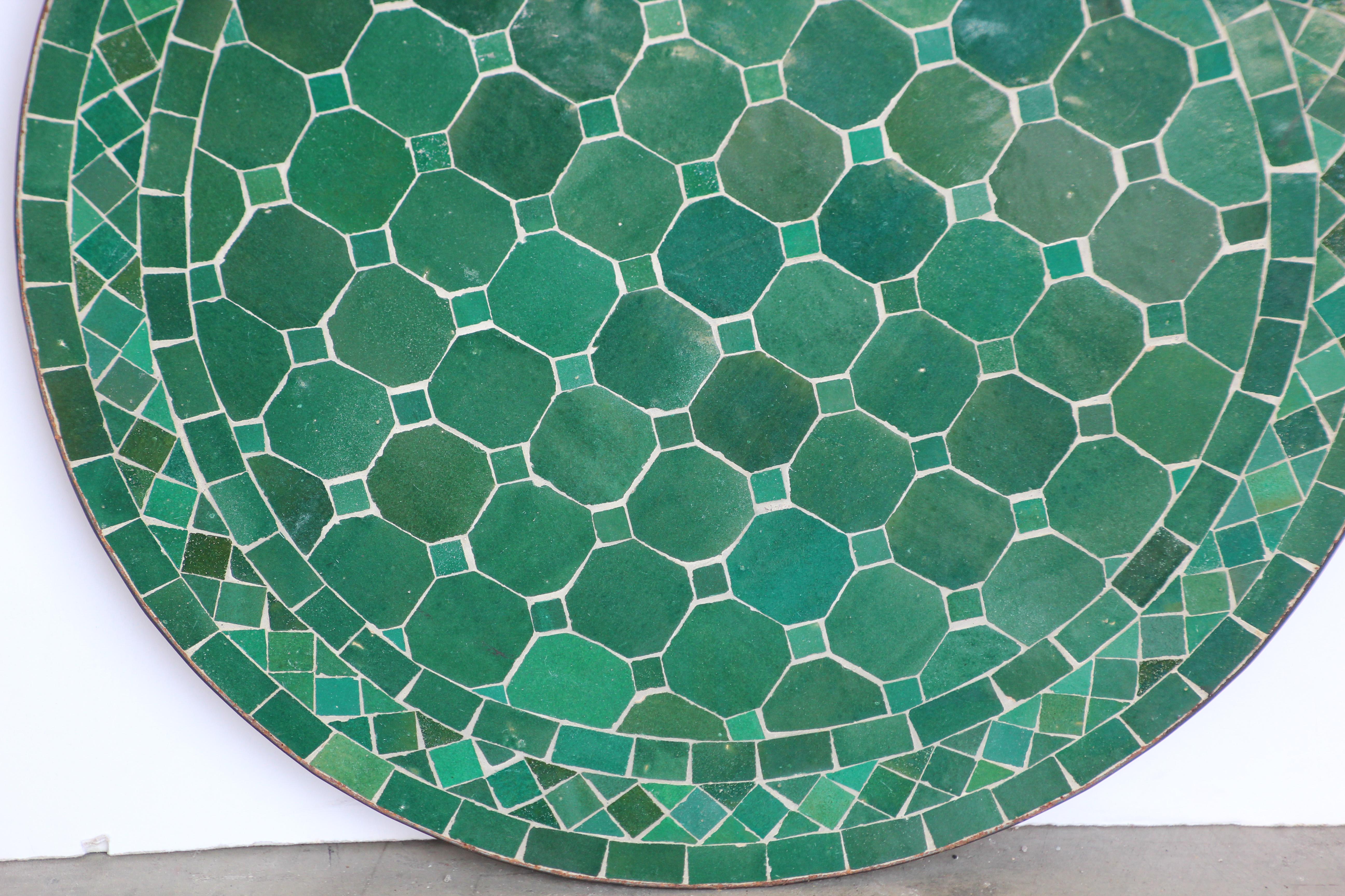 Moroccan Mosaic Fez Tiles Green Colors Side Table 3