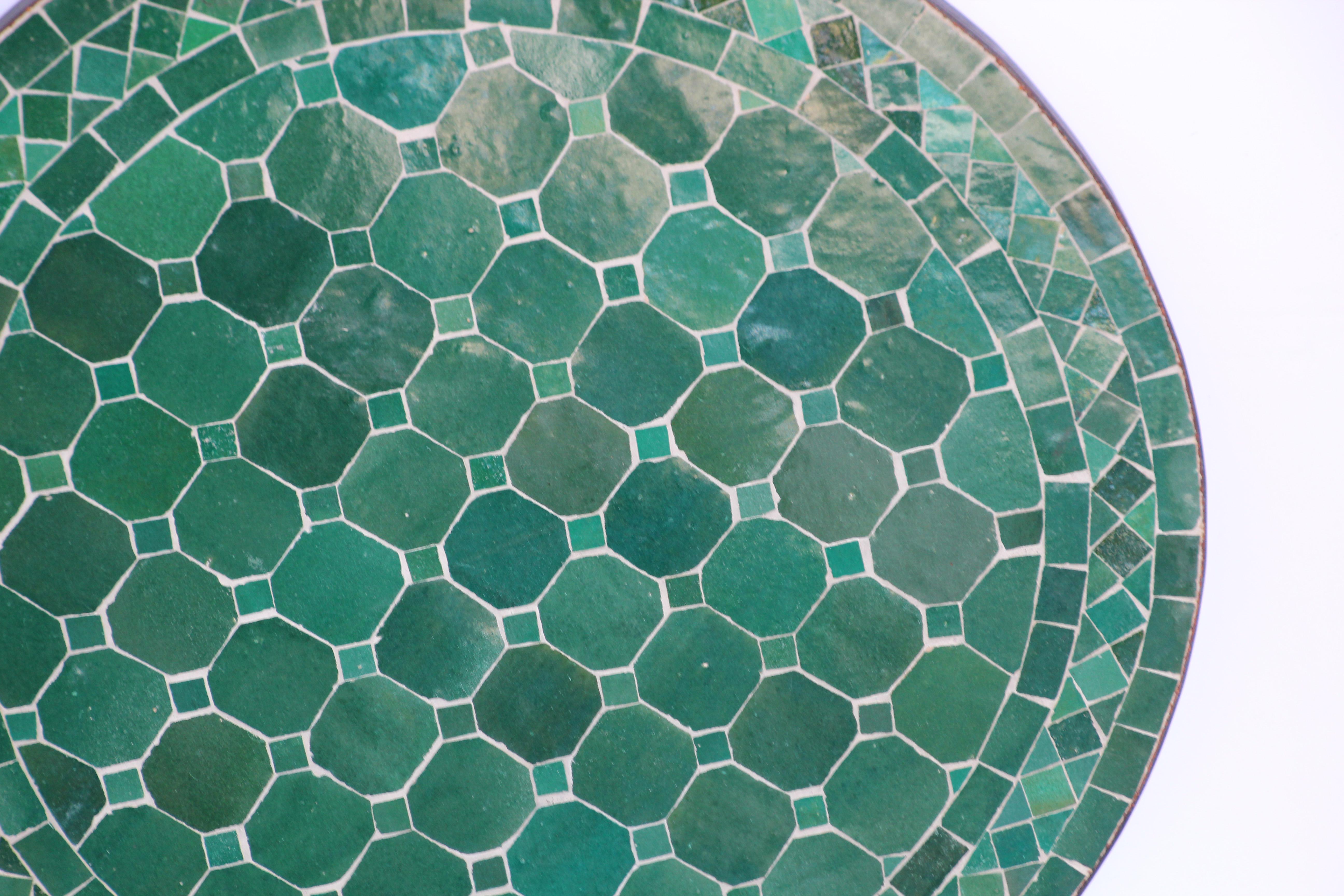 Moroccan Mosaic Fez Tiles Green Colors Side Table 4