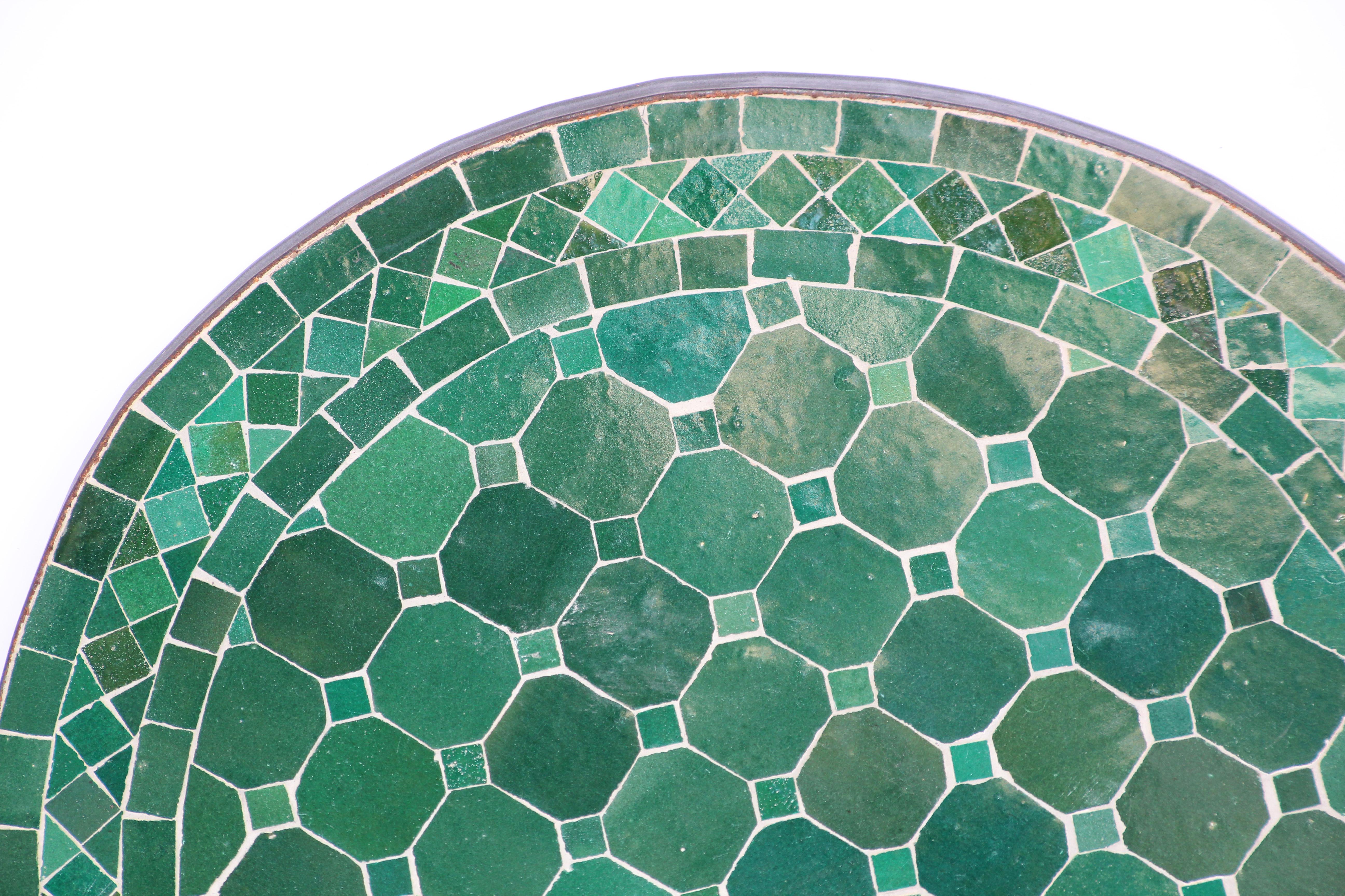 Moroccan Mosaic Fez Tiles Green Colors Side Table 5