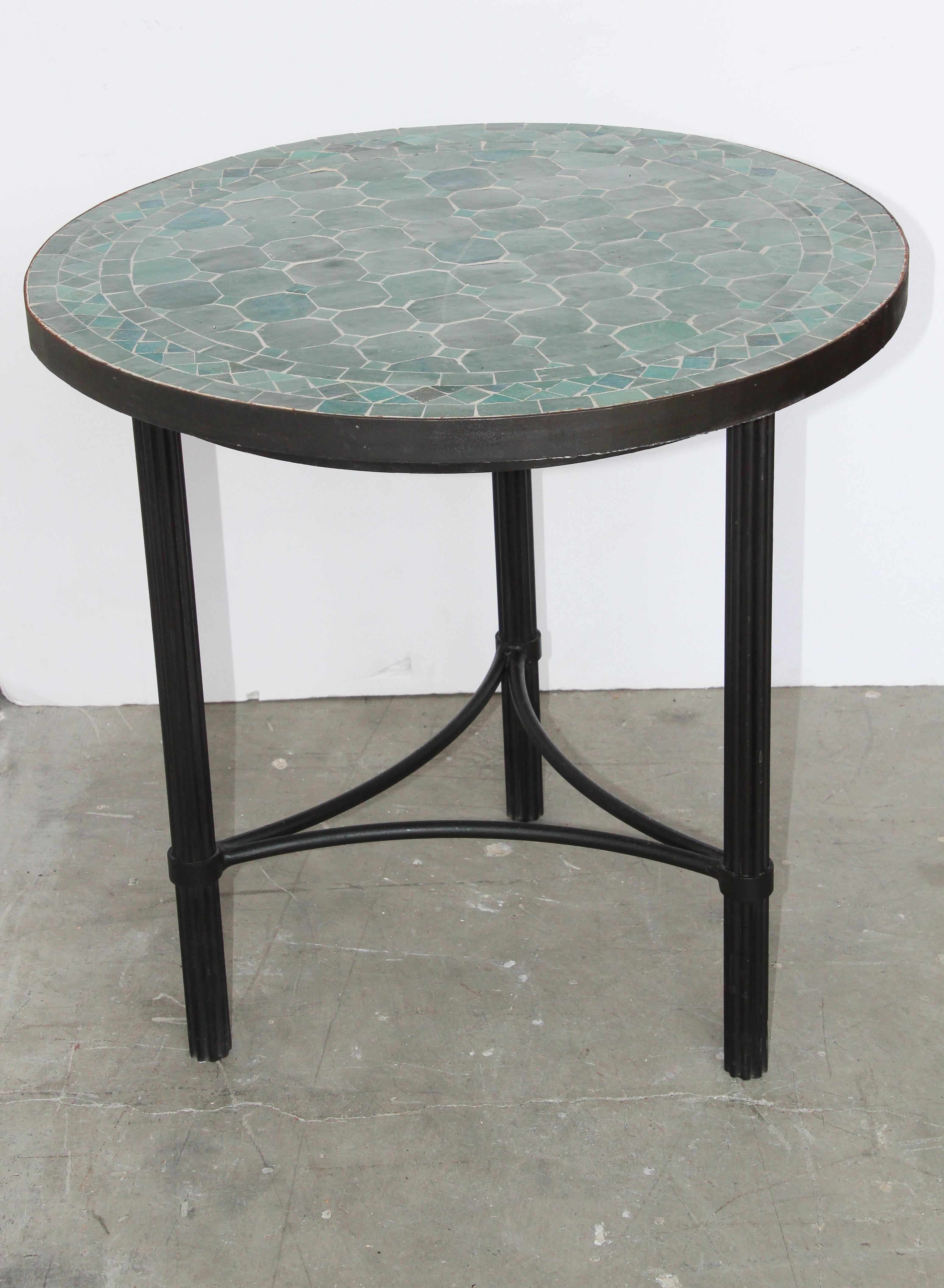 green tile side table