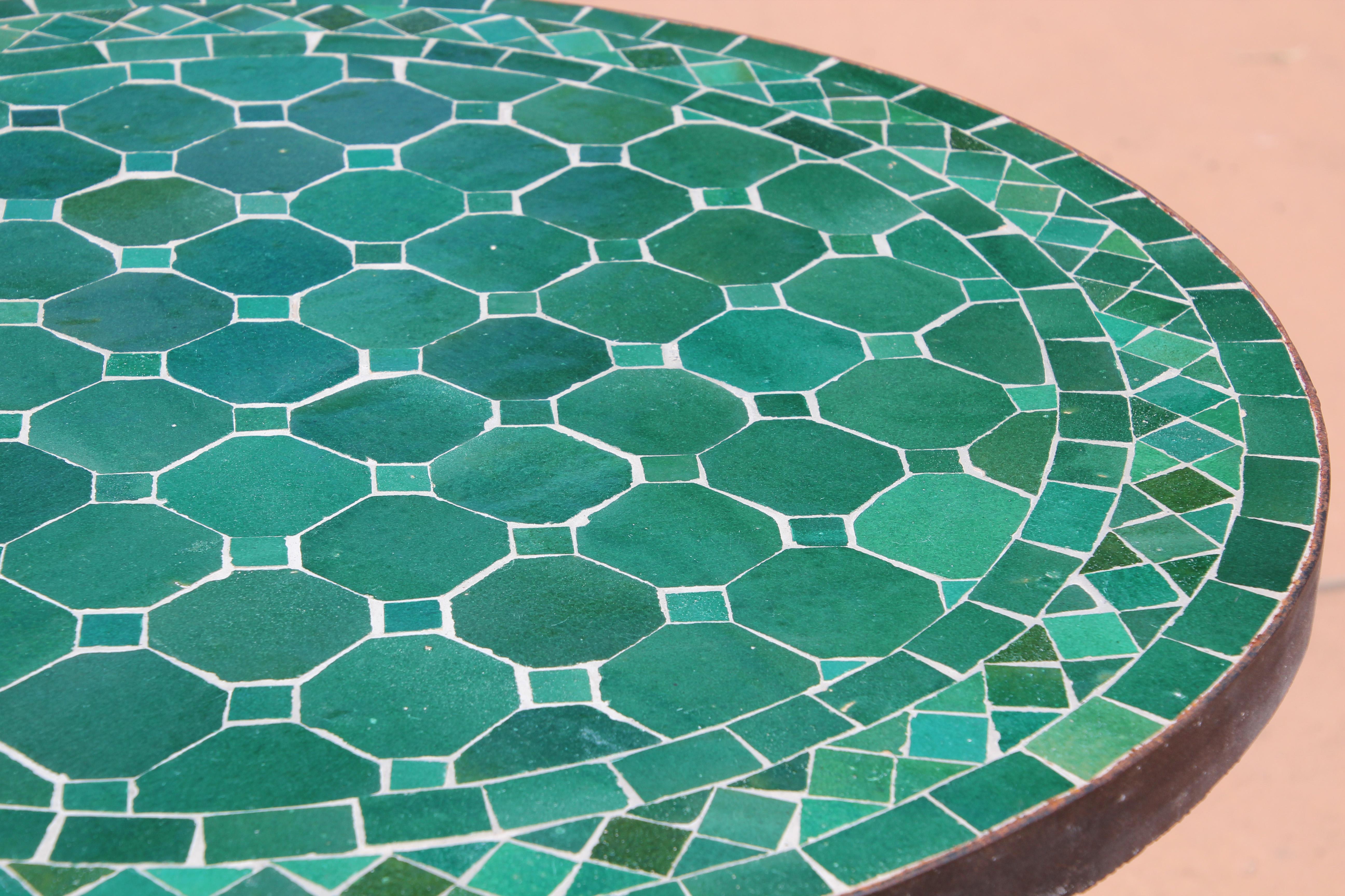 Moroccan Mosaic Green Tile Bistro Table 4