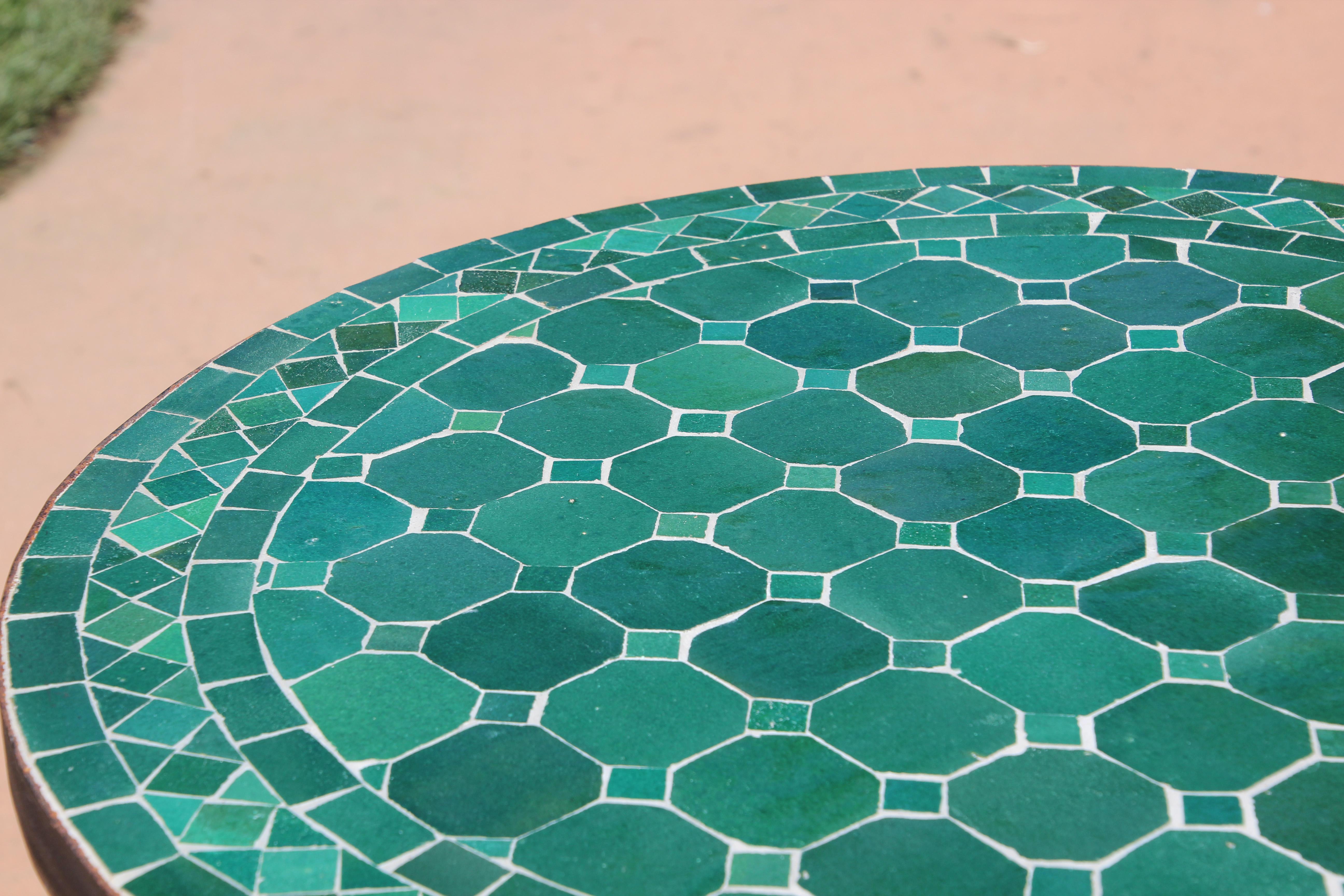 Moroccan Mosaic Green Tile Bistro Table 5