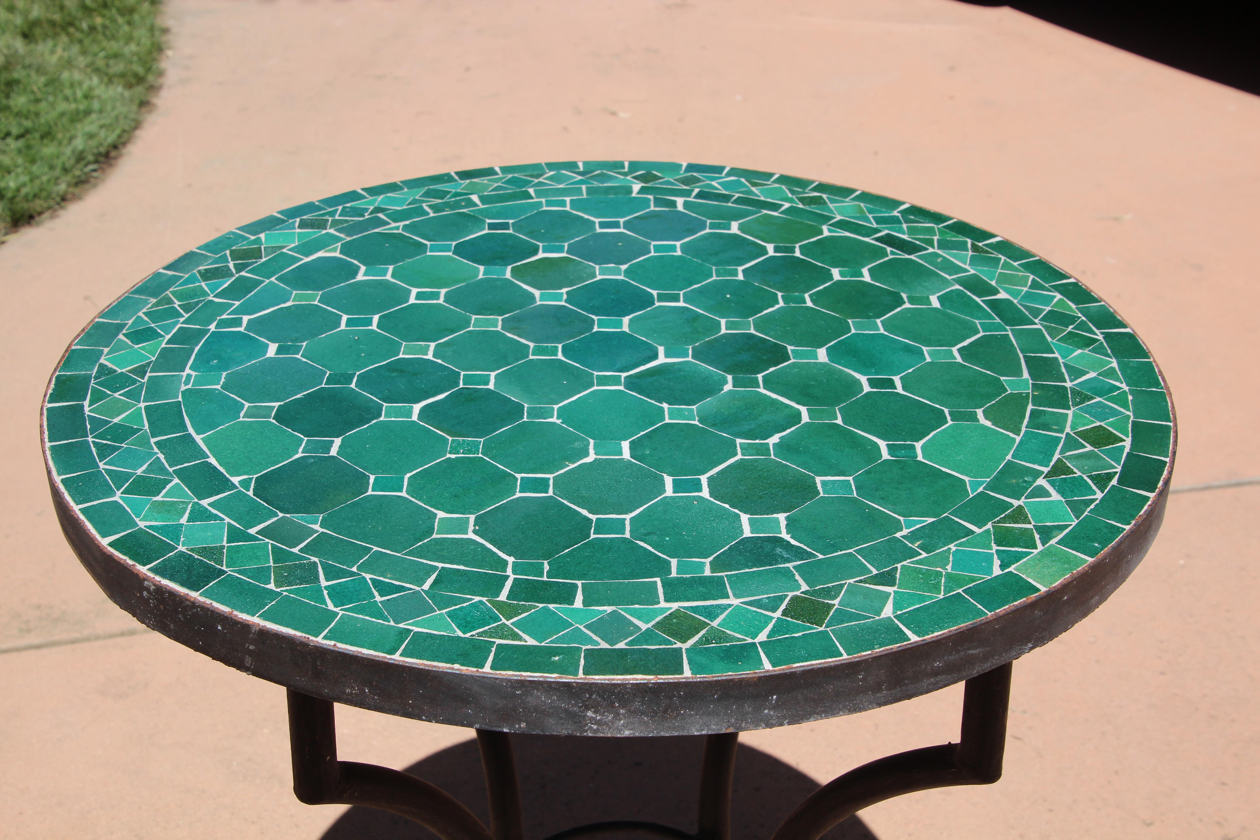 Moroccan Mosaic Green Tile Bistro Table 6