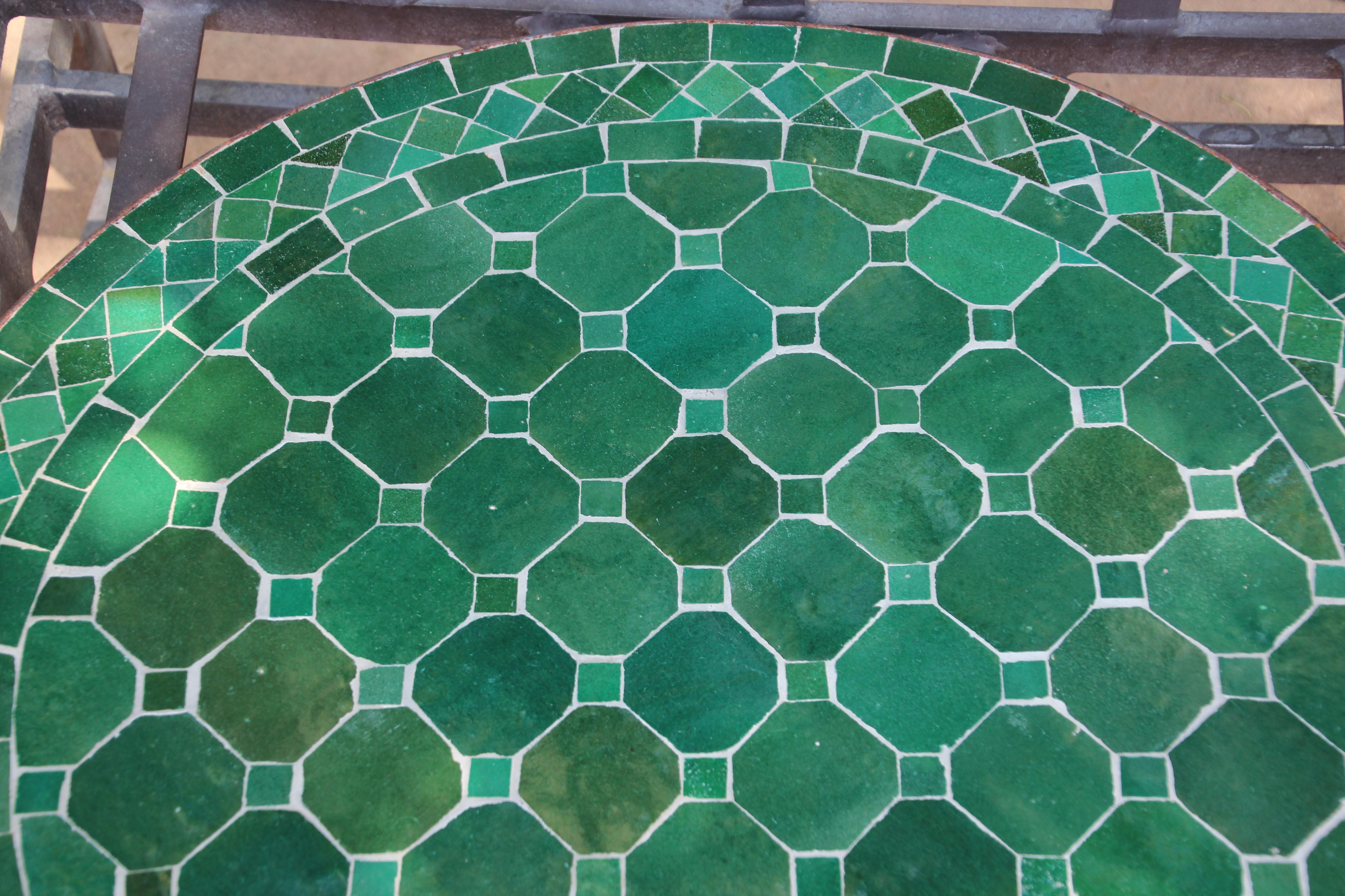 Moroccan Mosaic Green Tile Bistro Table 7