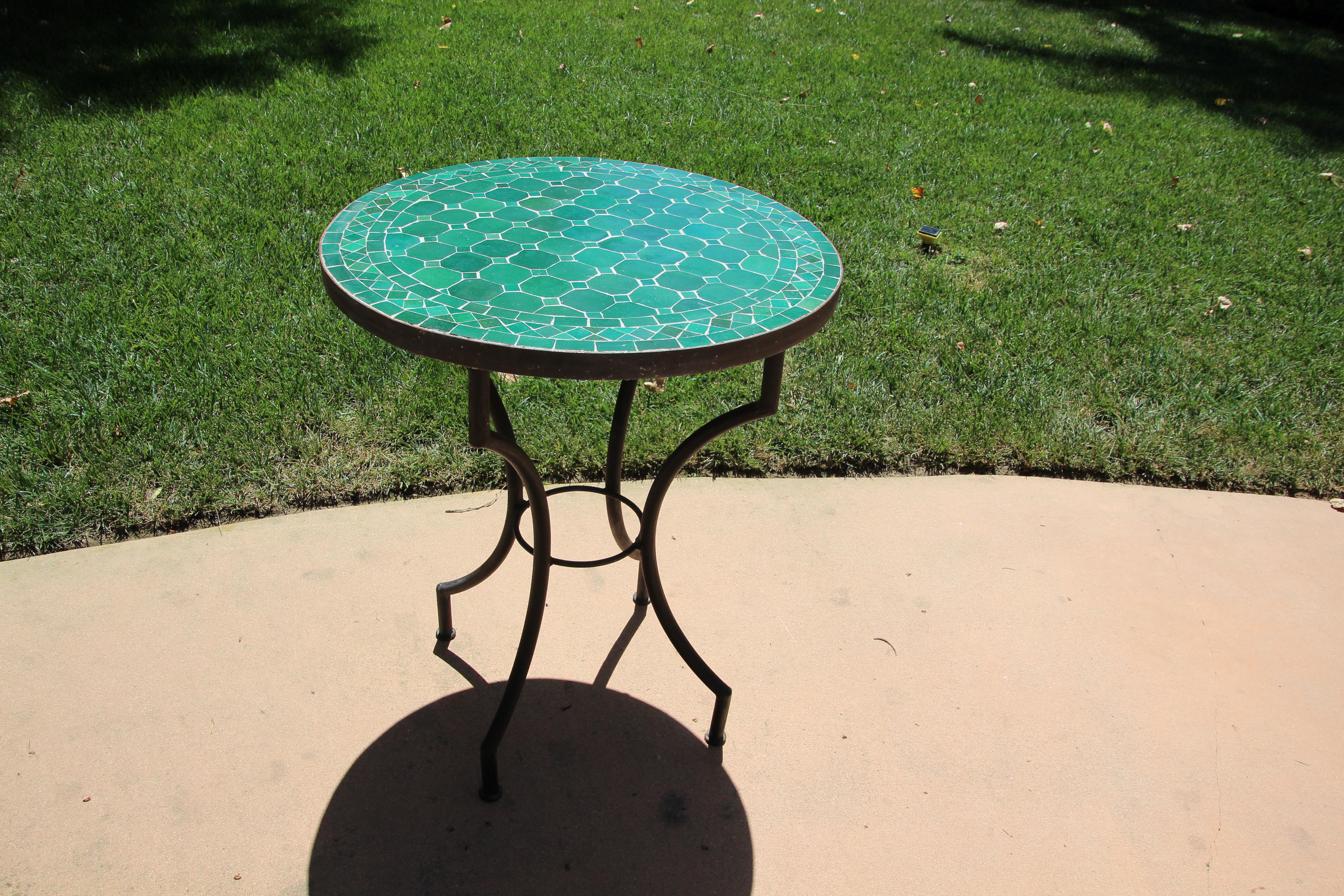 Moroccan Mosaic Green Tile Bistro Table 10