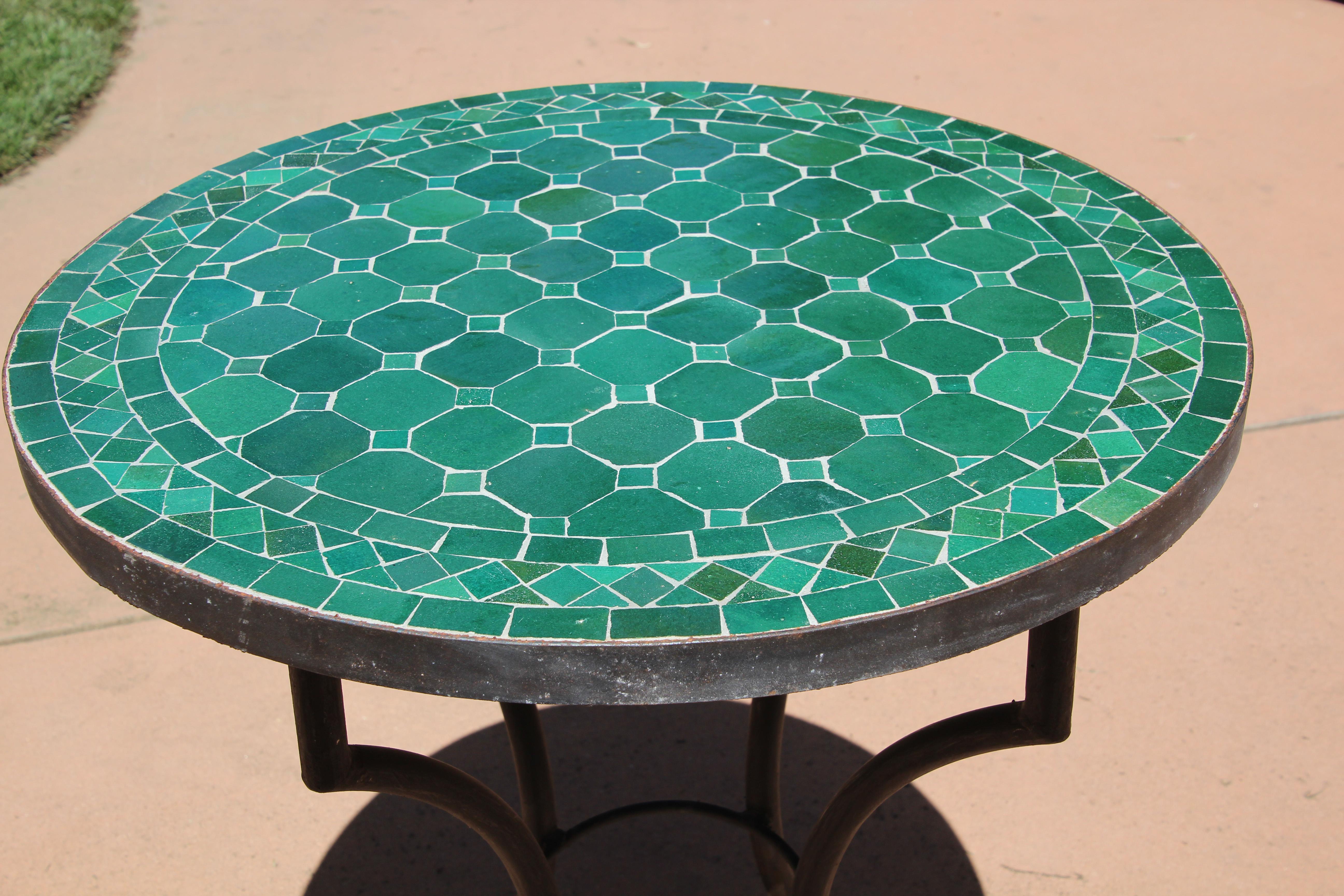 Moroccan Mosaic Green Tile Bistro Table 1