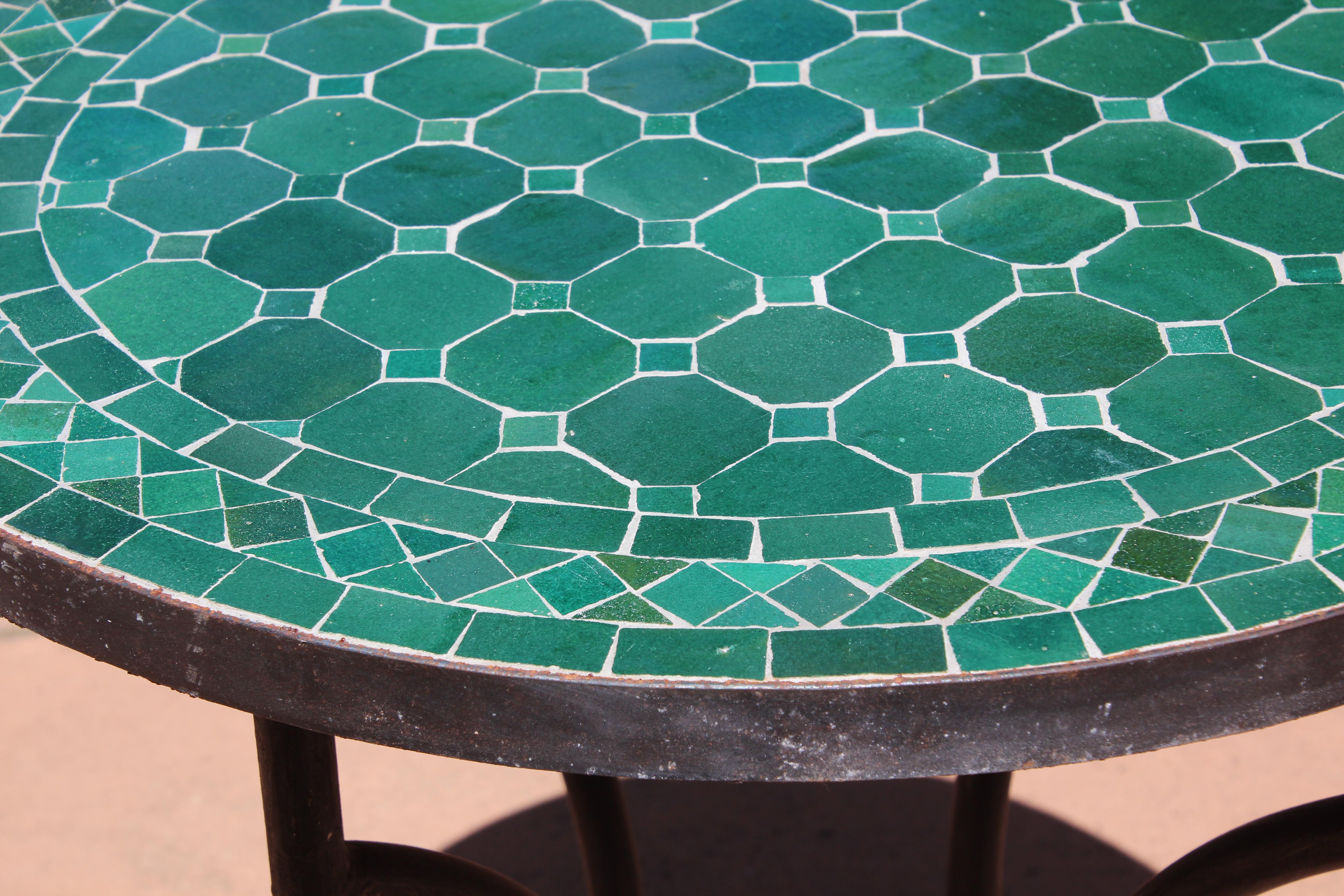 Moroccan Mosaic Green Tile Bistro Table 2