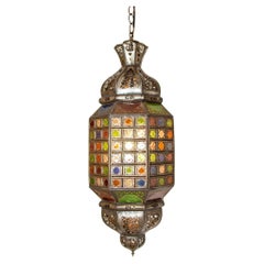 Moroccan Mosaic Moorish Light Fixture with Multicolor Glass