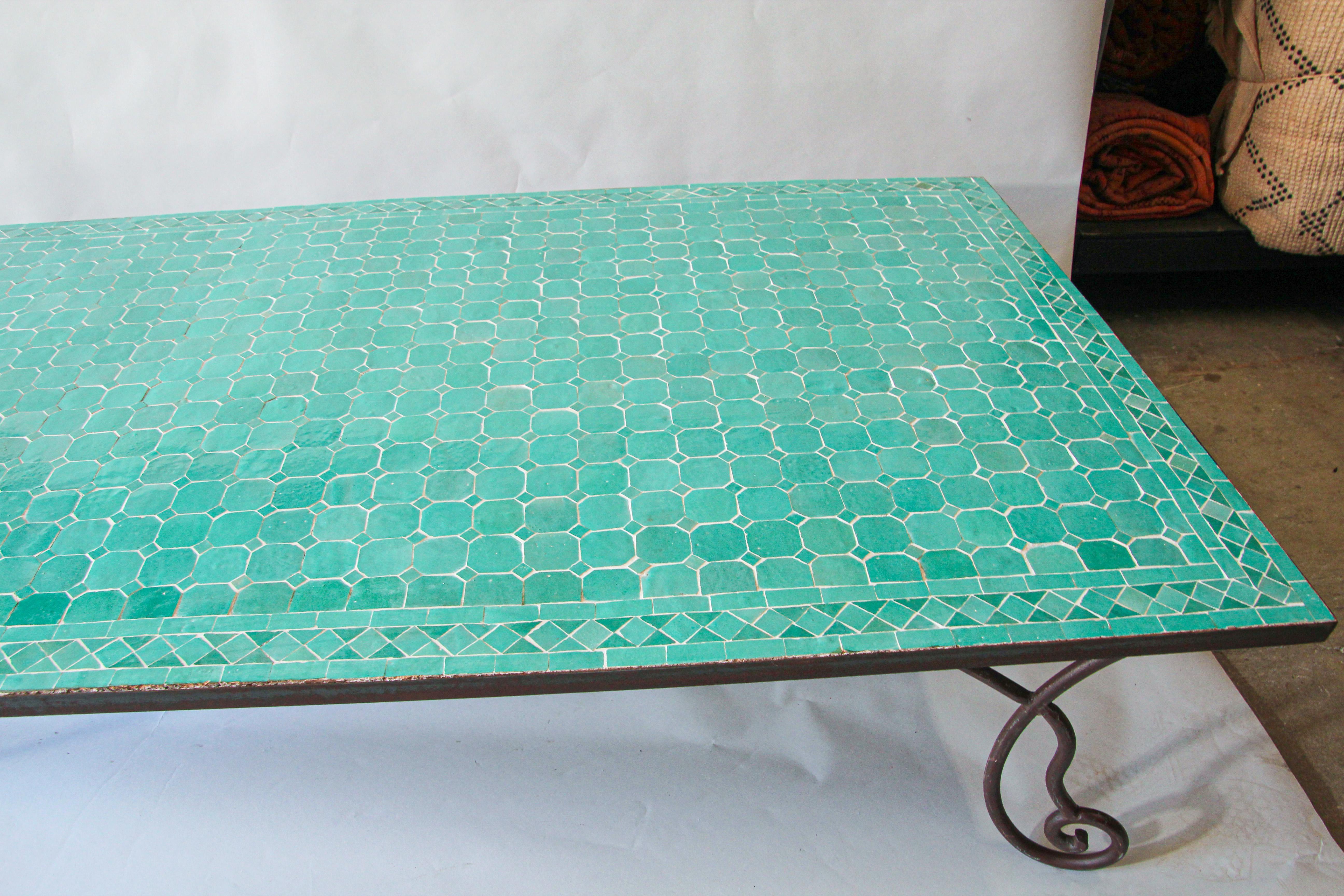 Moroccan Mosaic Outdoor Tile Rectangular Coffee Table 2