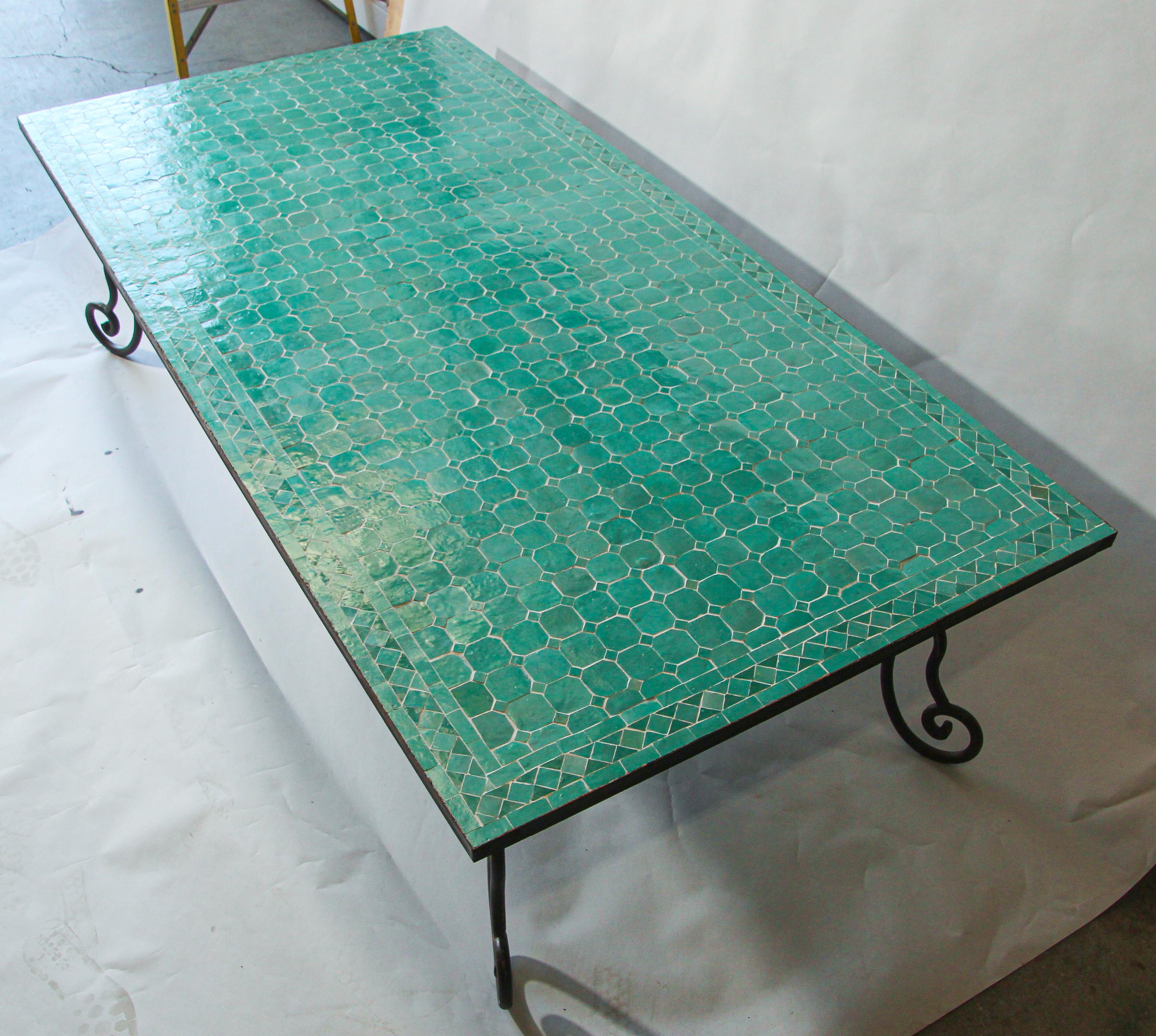 Moroccan Mosaic Outdoor Tile Rectangular Coffee Table 4