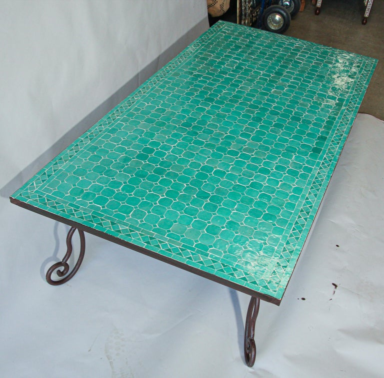 Moroccan Mosaic Outdoor Tile Rectangular Coffee Table For ...